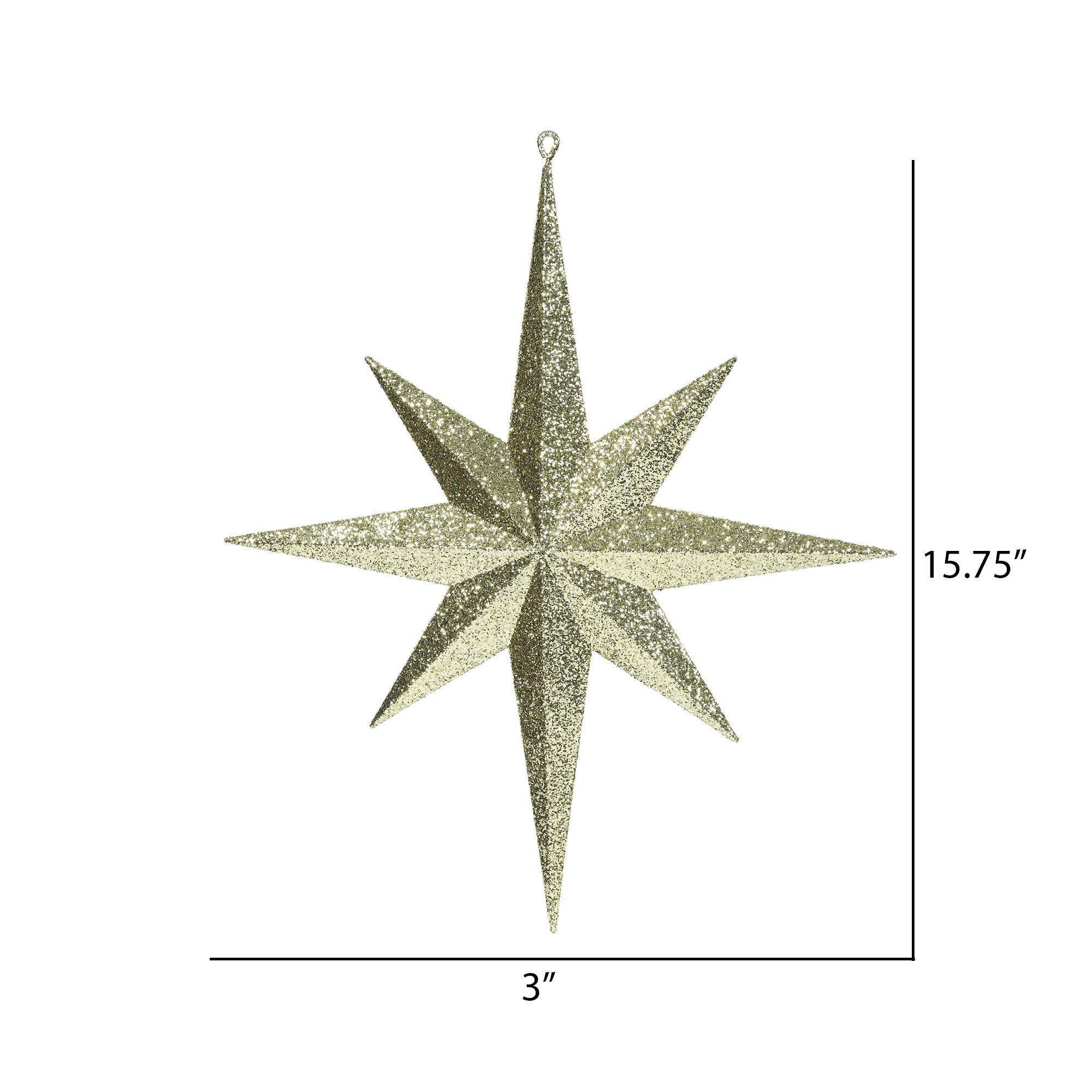 Vickerman M167201 Plastic Iridescent Glitter Bethlehem Star - Juego de 4 Cajas, Dorado, 15.75"