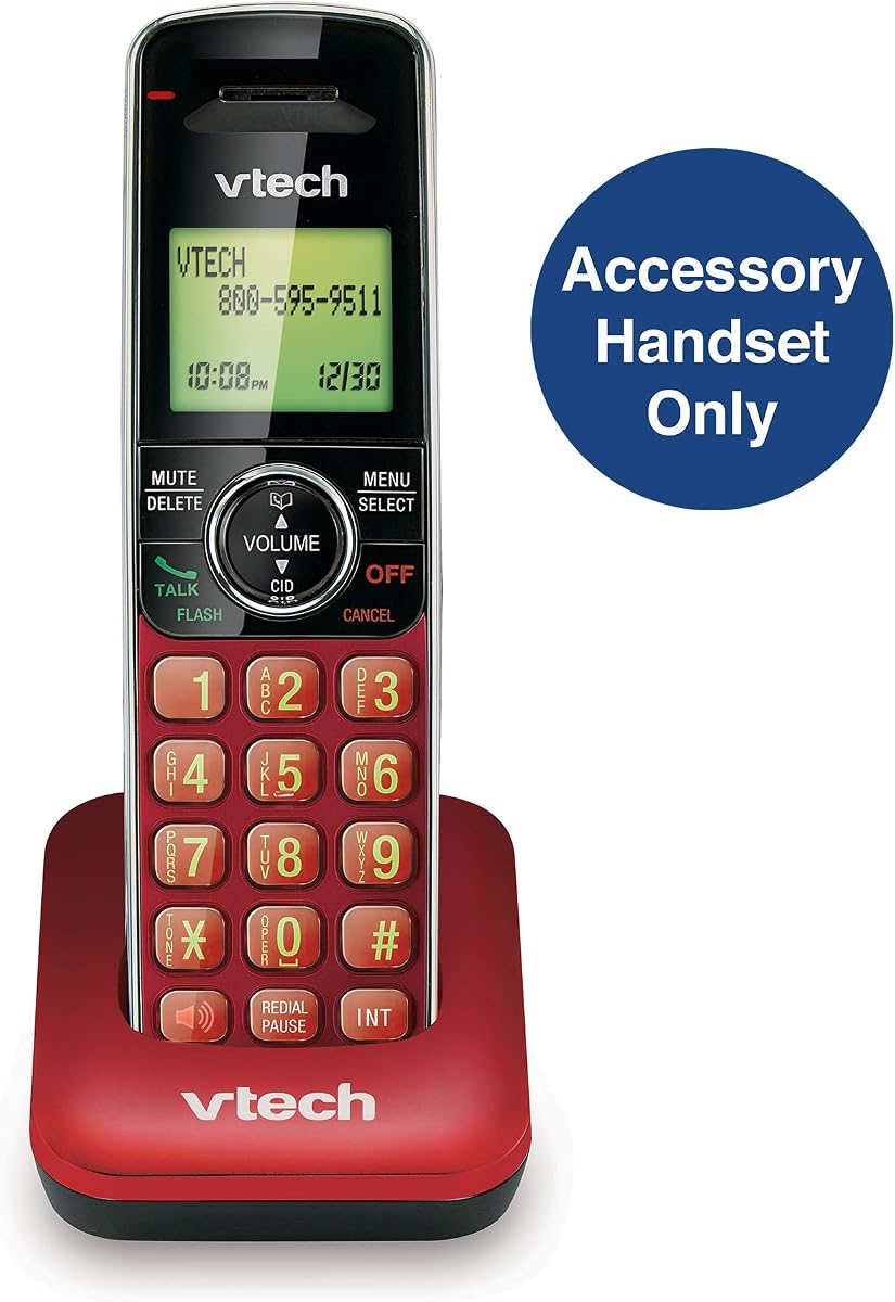 VTech CS6409-16 Auricular inalámbrico accesorio, rojo | Requiere un sistema telefónico inalámbrico serie VTech CS6419 o CS6429 para funcionar