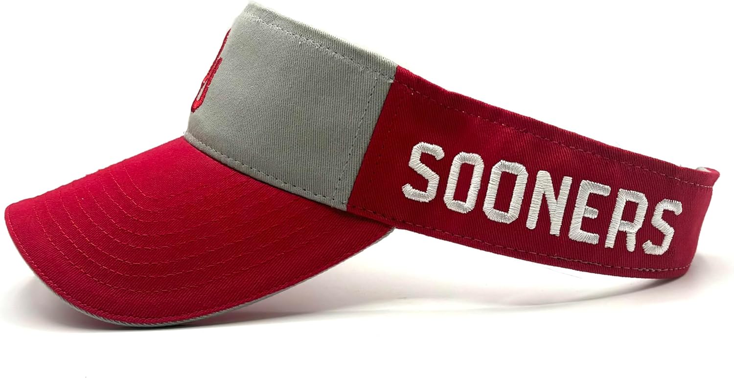 Officially Licensed Oklahoma University Visor Hat Adjustable Team Logo Classic Cap (Crimson)
