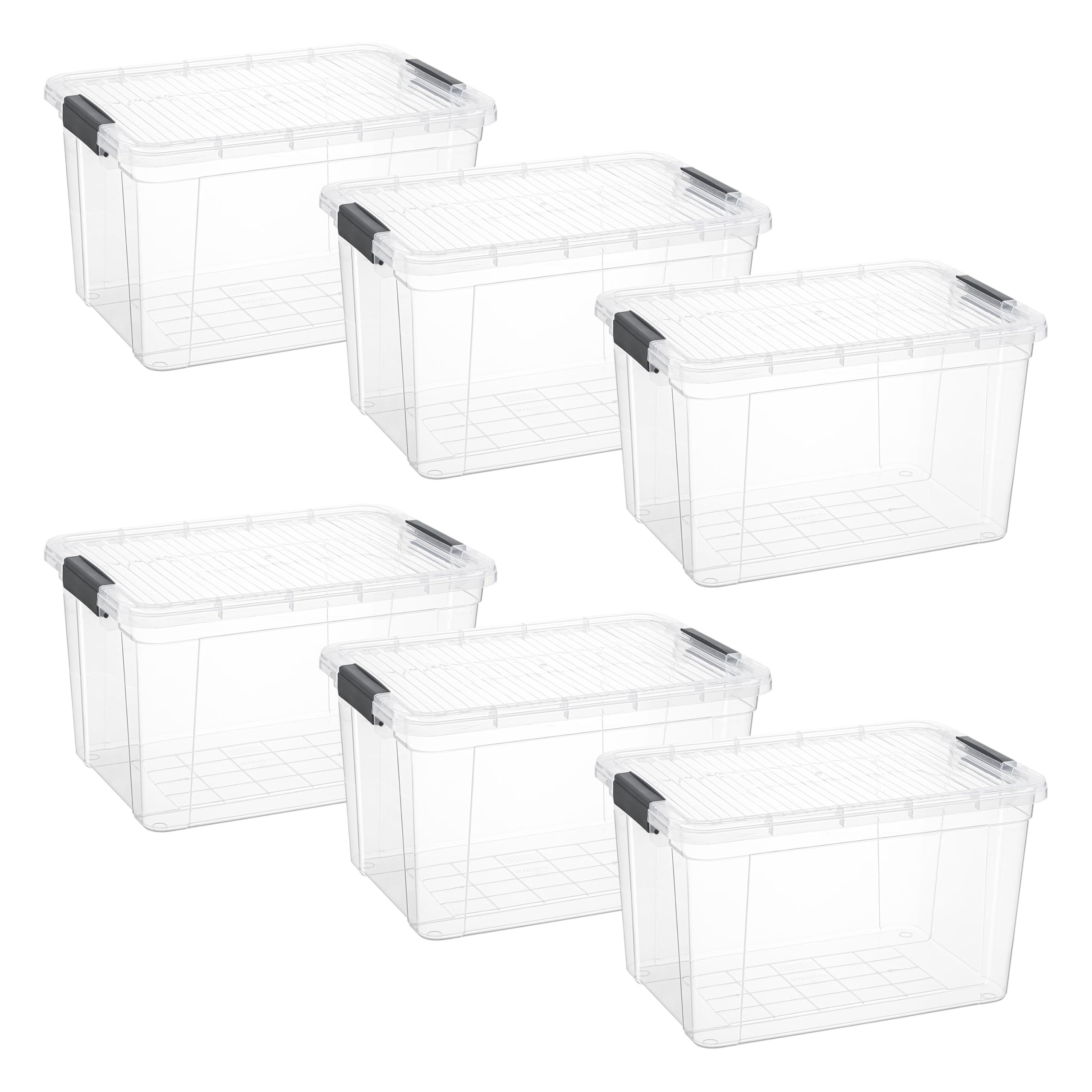 Superio 26.5 Quart Clear Plastic Storage Boxes with Lids, Stackable Organizer Containers, BPA-Free Storage Bins for Home, Office, School &amp; Dorm, 6 Pack