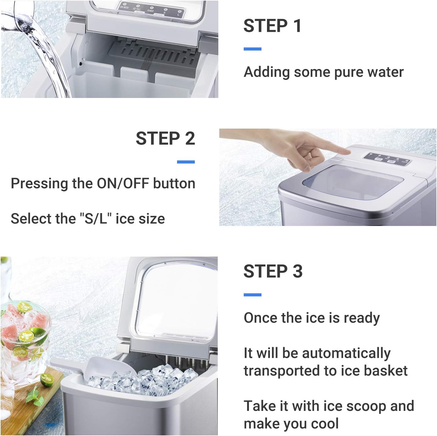大放出セール カウンタートップ製氷機 6分で準備ができている9つの角氷 家庭 キッチン バー オフィス Ktv 製氷機 Kg 24時間あたり12 製氷機