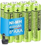 BK-40AAABU 8 Pack NI-MH AAA Rechargeable Battery for Panasonic 1.2V 400mAh Rechargeable AAA Batteries for Cordless Phones,Remote Controls, Electronics