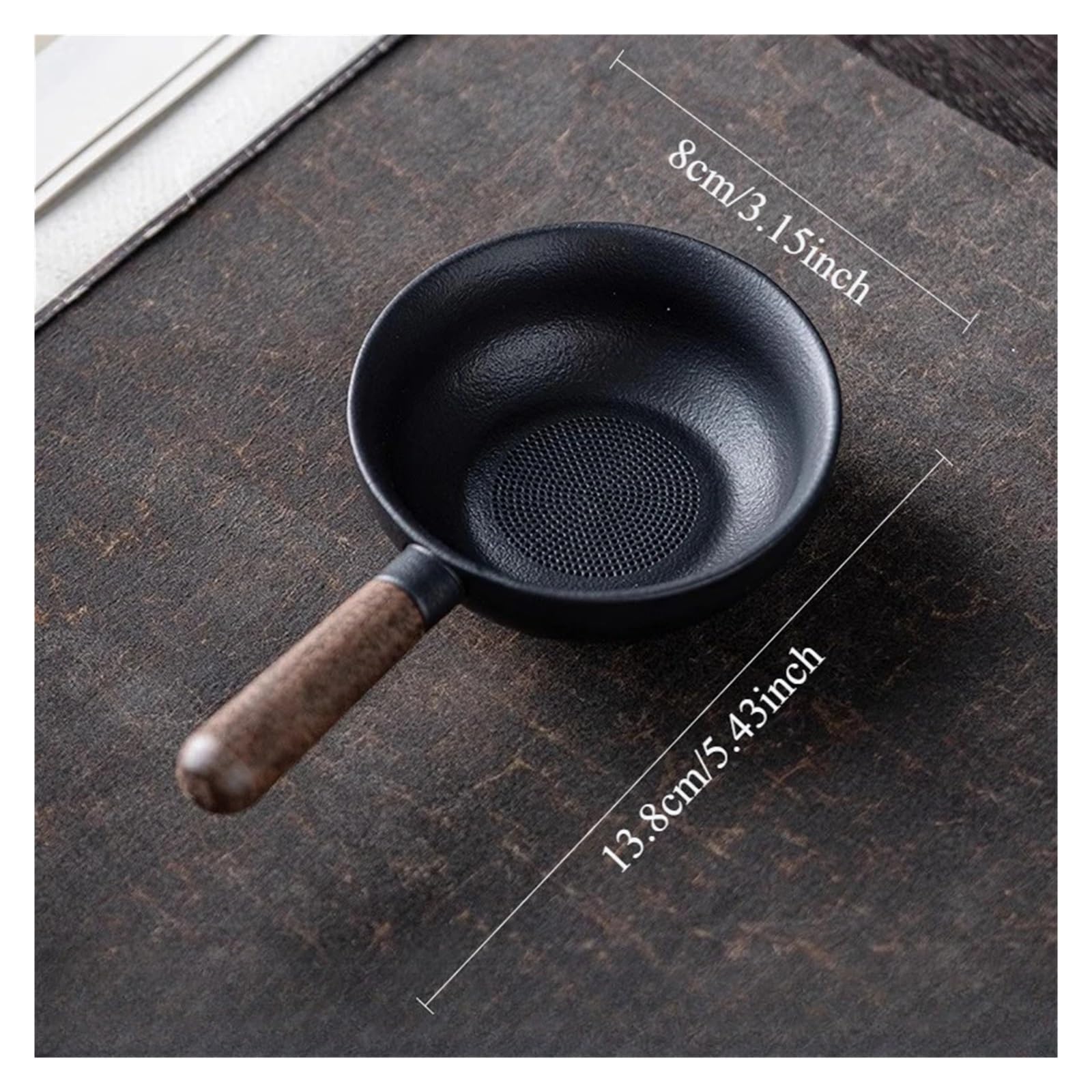 Teesieb aus Keramik Teesieb mit Sandelholzgriff, Schwarz-Weiß-Teefilter, Keramikfilter, Teezeremonie-Zubehör, Teeset-Zubehör für Familie und Büro(Black-1 set)