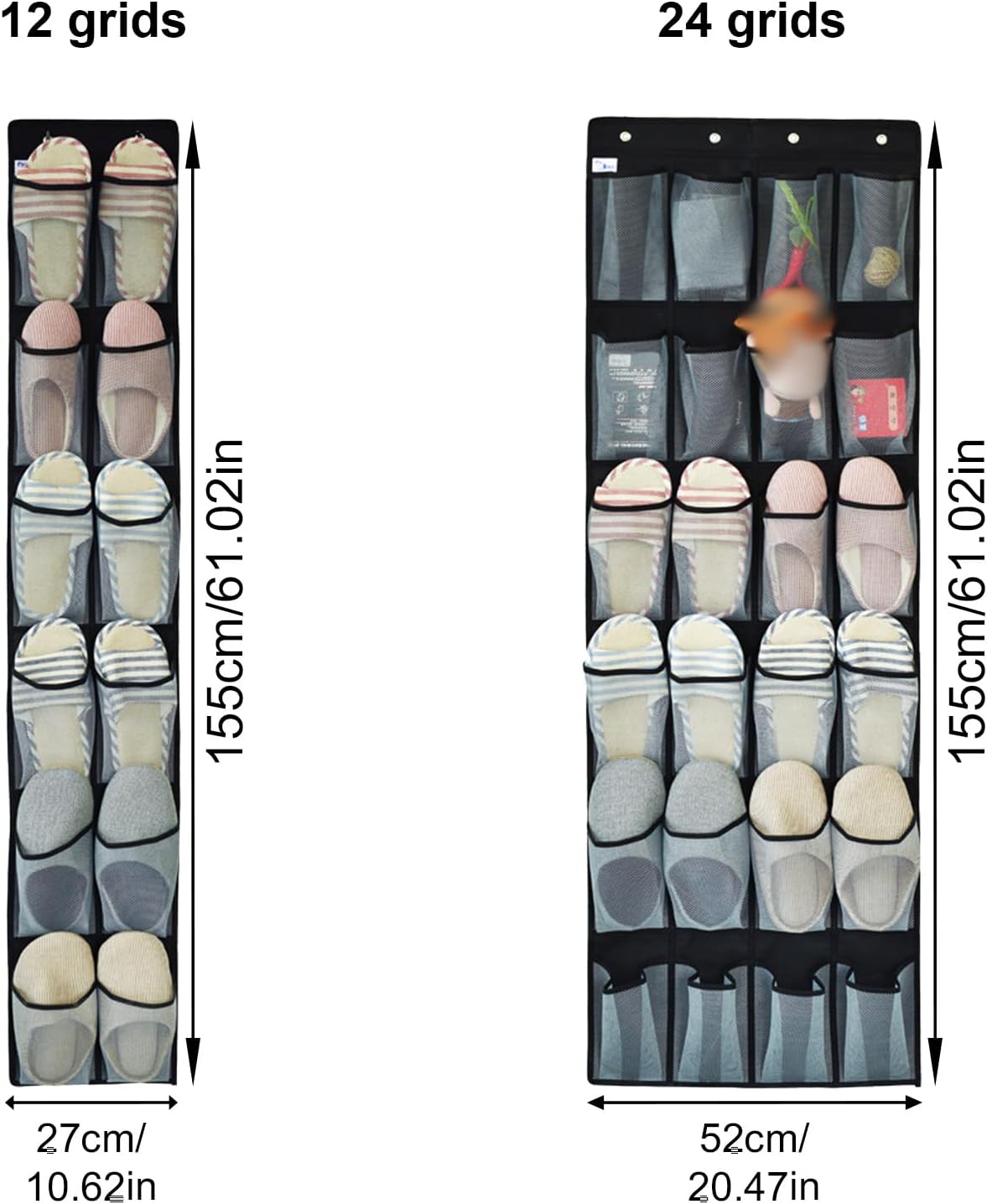 12/24 Grids Over the Door Shoe Organizers with Hooks for Men and Woman Shoes Storage