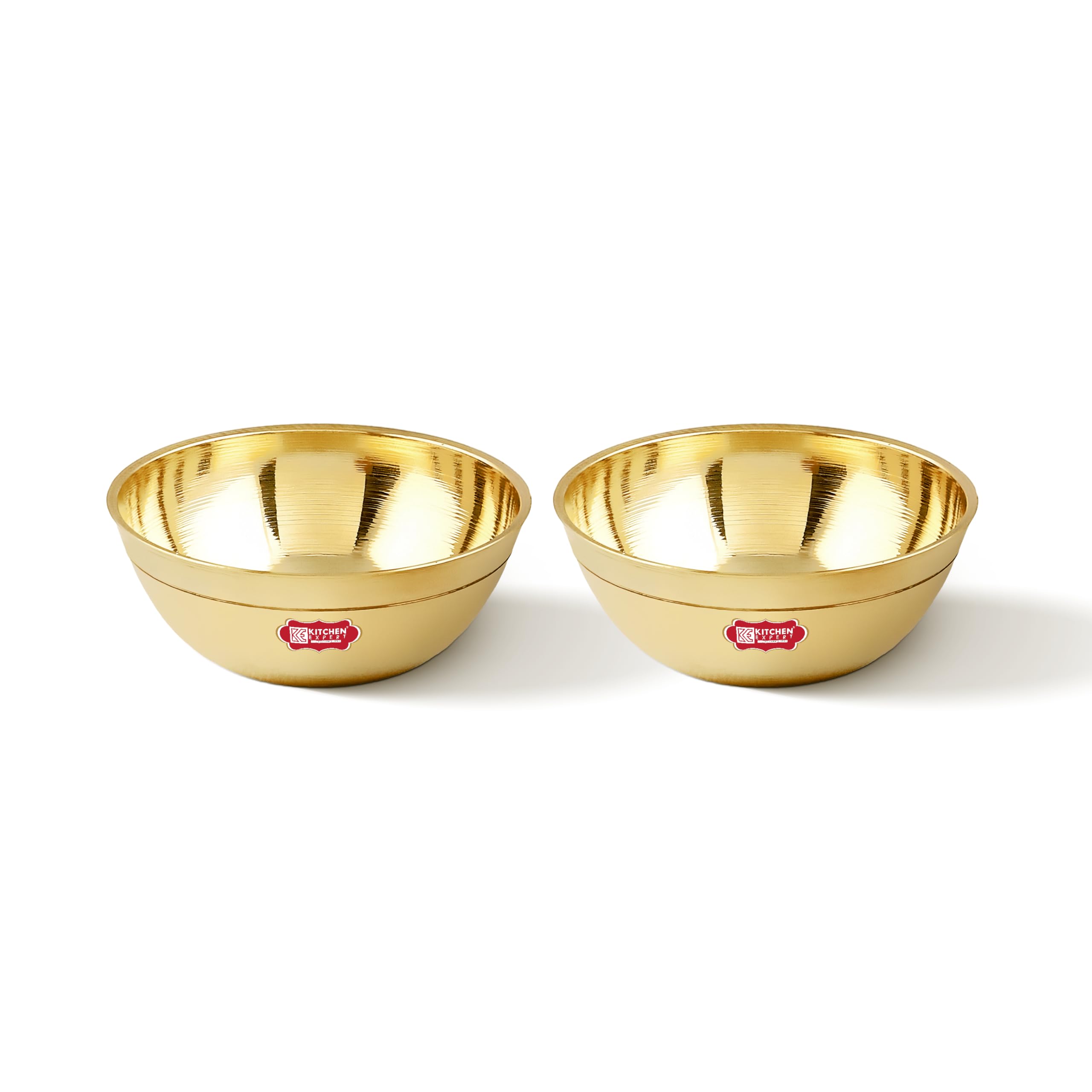 Kitchen Expert Small Brass Bowl | Set of 2 | 40 ml | Oil Diya for Mandir | Ideal for Home Decor, Pooja, Festivals, Prasad and Desert| Decorative Brass Bowl | Multipurpose-image-40
