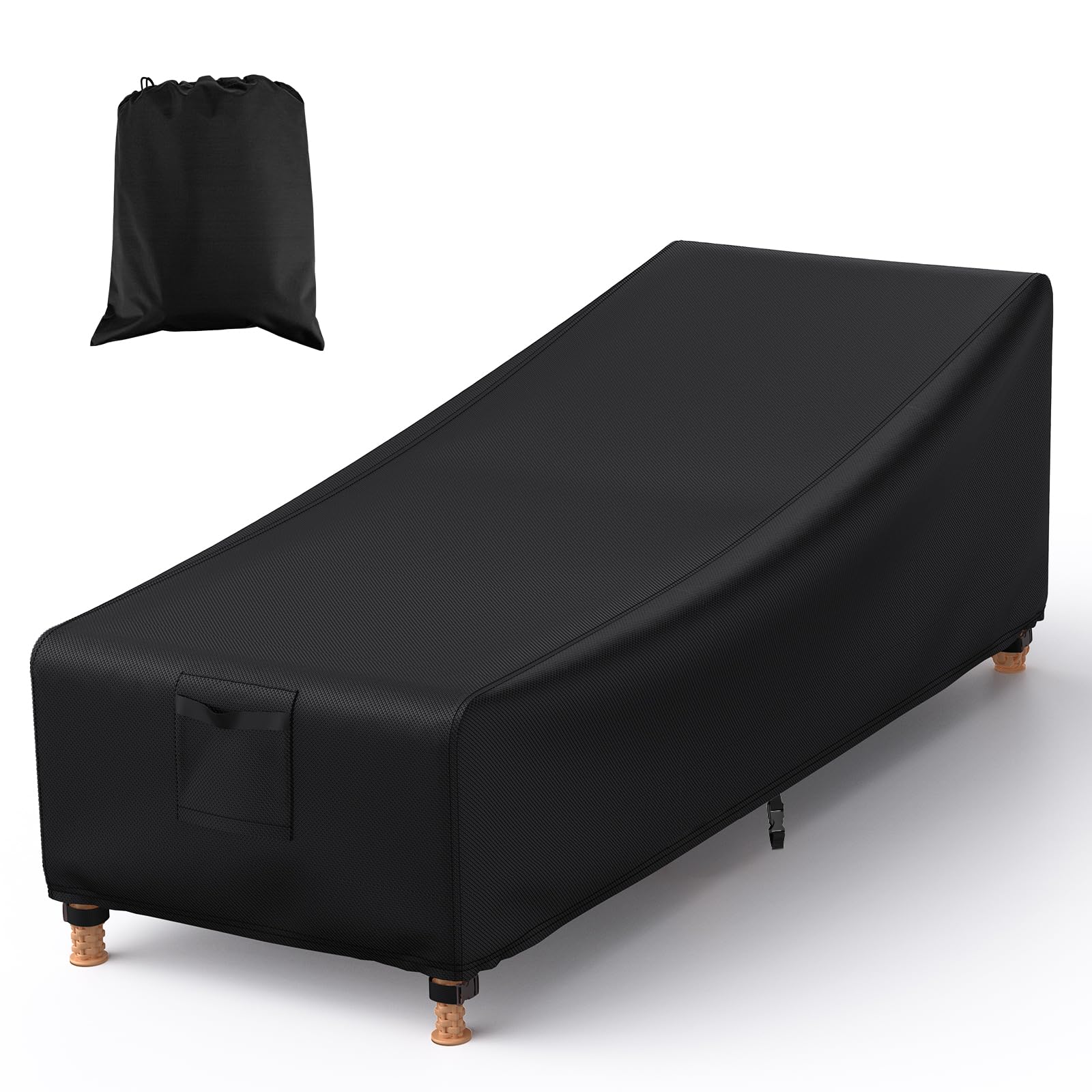 Housse Bain de Soleil Impermeable avec Aération, Sangles à Boucle, 210x80x45/75cm Anti-UV, Coupe-vent, Housse pour Chaise Longue Exterieur 600D Heavy Duty Oxford, Anti-déchirure