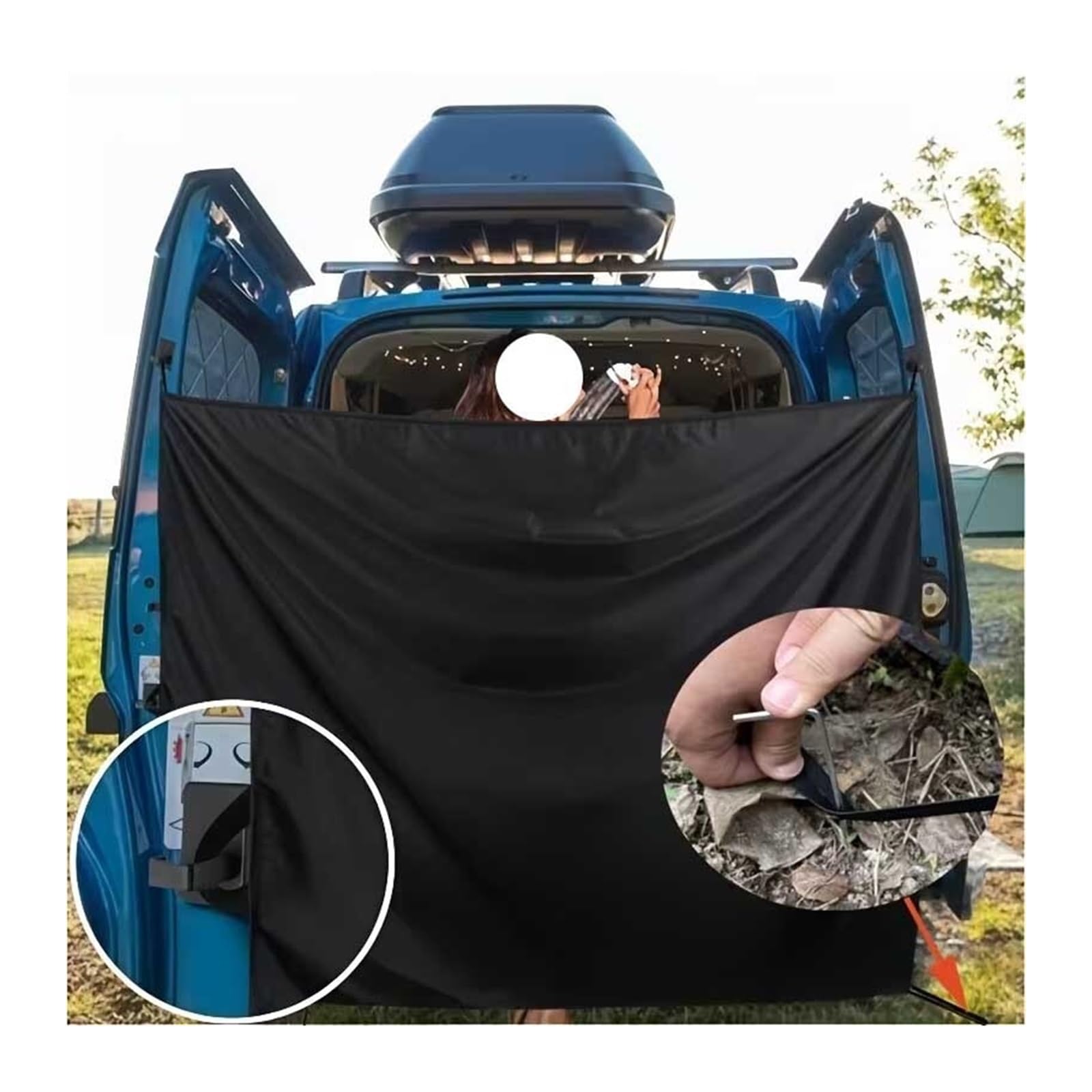 Tenda Posteriore Camper Oscurante Tenda parasole for auto 1 pezzo | Partizioni for fila anteriore e posteriore con tendina parasole for auto(LYL-hm-black)