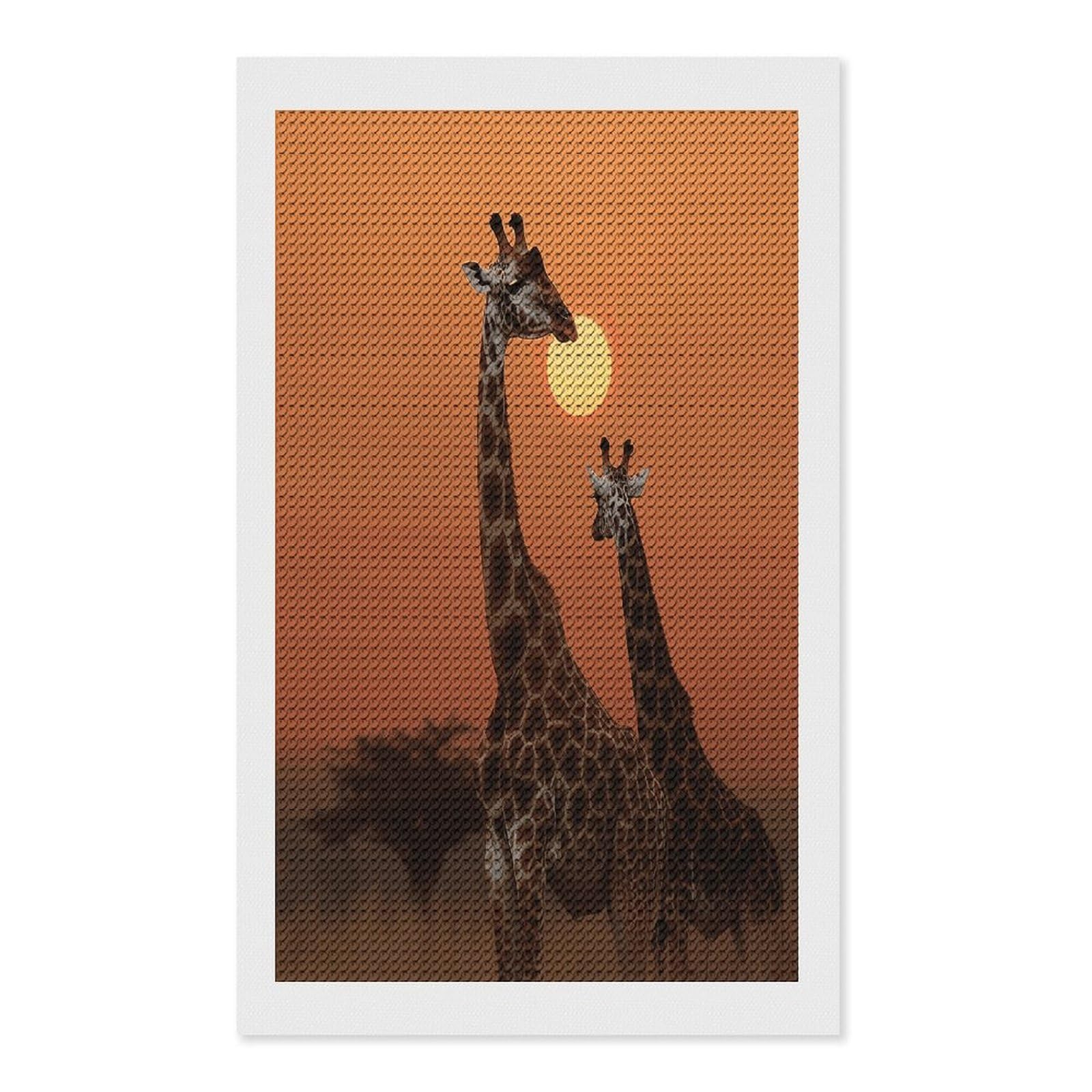 FekiLoot Giraffe at Sunset Diamond Art Kits for Adults Diamond Painting Kits for Beginners DIY Diamond Art Kits Round Full Drill Diamond Dot Gem Painting for Home Wall Decor Gift 12"x20"