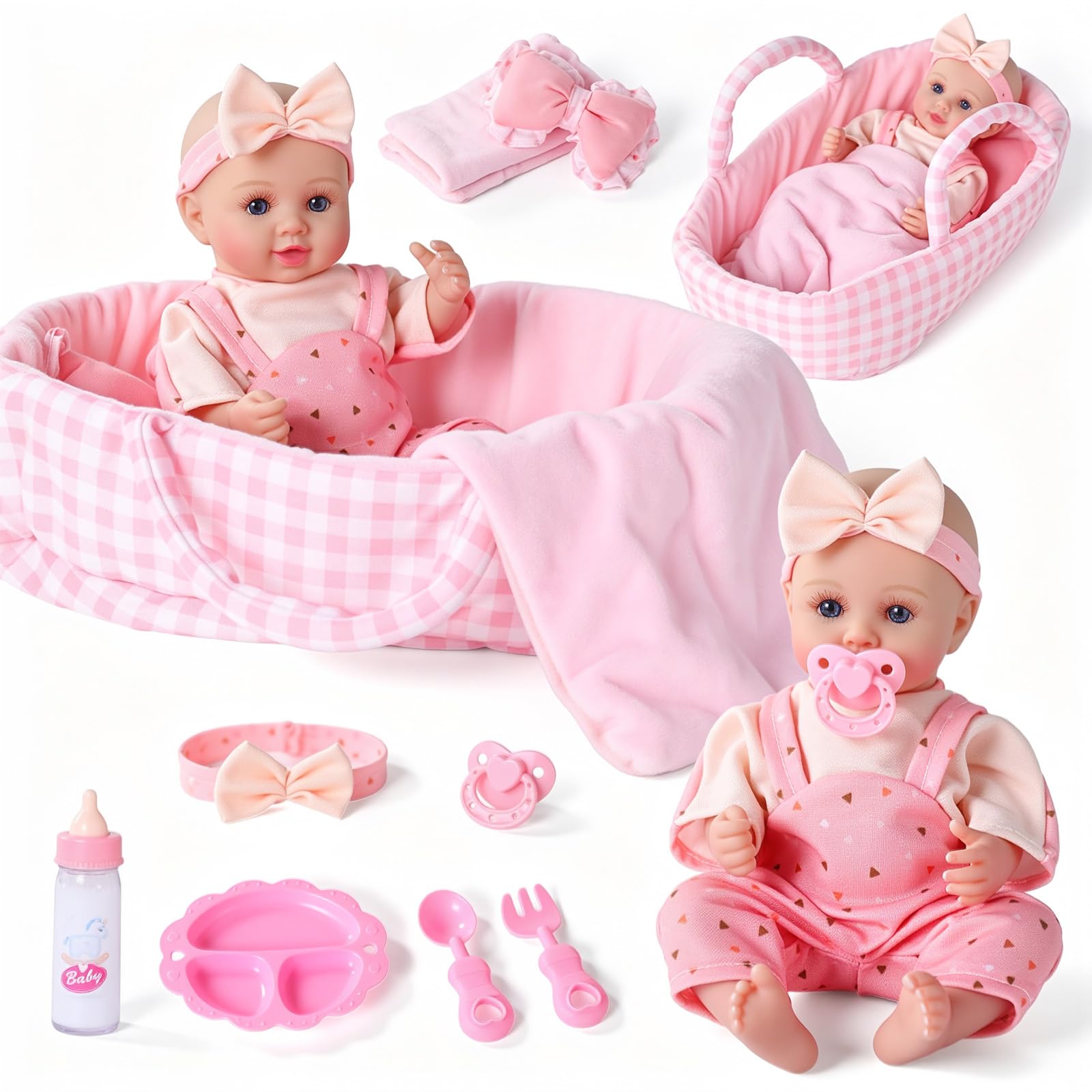 BABESIDE 12 IN Baby Doll Set, Full Accessory Set - Realistic Baby Doll