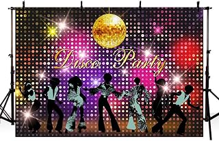 MEHOFOND 7x5ft Disco Party Backdrop Supplies 70s 80s 90s Disco Fever Dancers for Disco Theme Party Decor Vintage Let's Glow Crazy Shining Neon Night Birthday Background