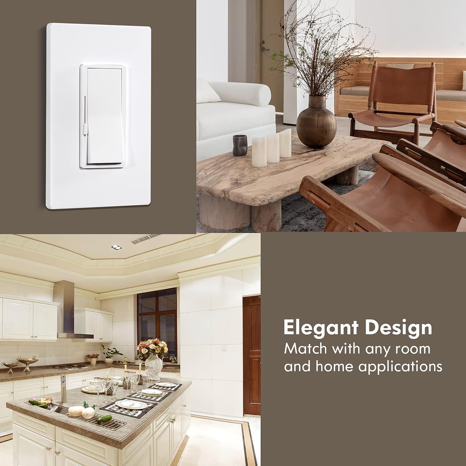 NA Pack Wall Plates,Switch CoversPlates,Outlet Covers,Screwless Wall Plate,White,1 Gang,UL Listed,4.50 x 2.76 (6 PACK), ZAWALLCOVER009 - 