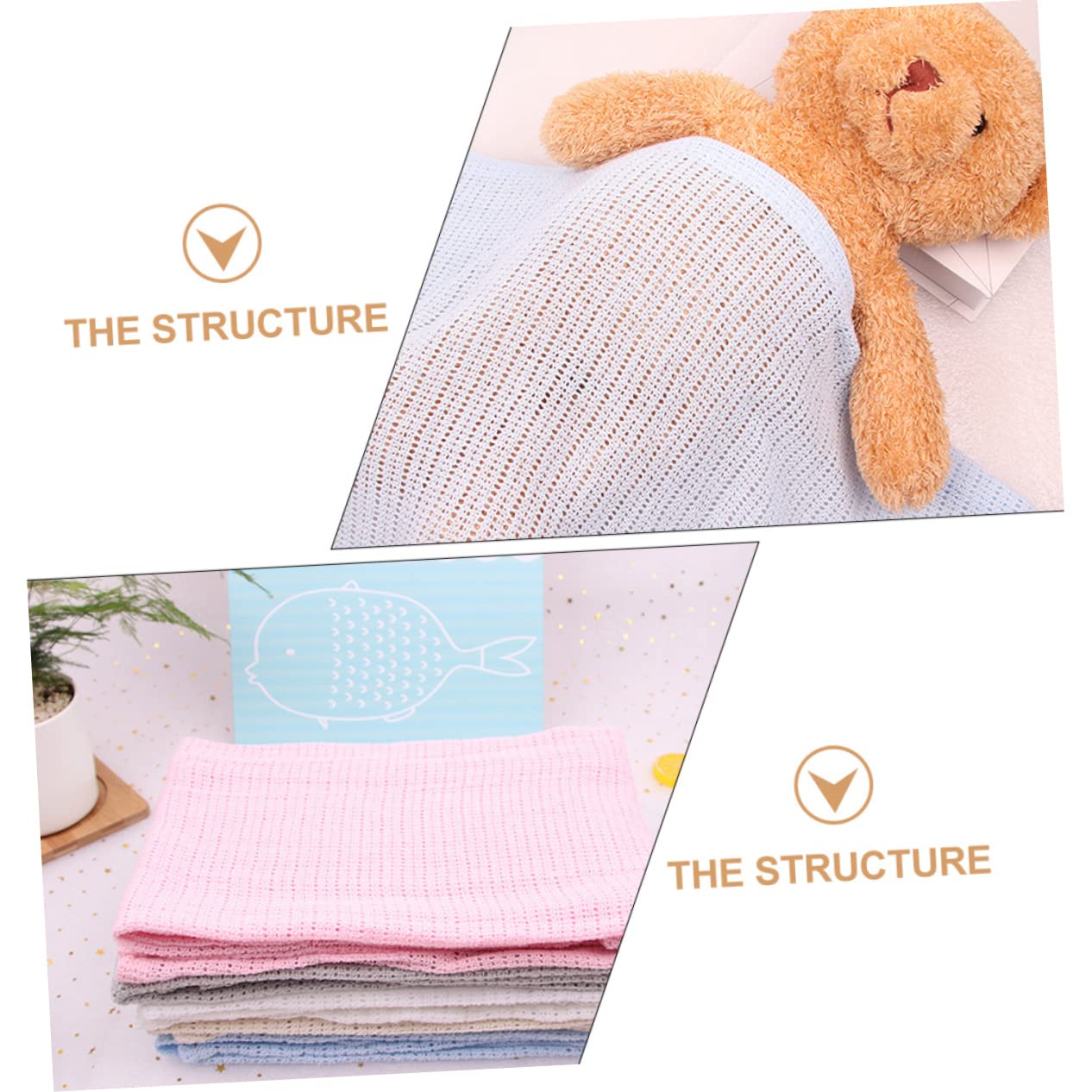Coperta per Bebè in Cotone Cellulare 3 Pezzi, per Ragazzi e Ragazze | Vacanze Estive, Coperta Culla, per Auto e Passeggino, Lavabile, Riutilizzabile, Stimolazione Tattile