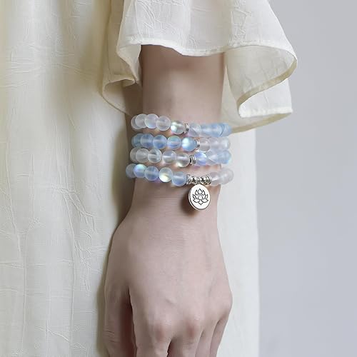 Miniatura 3 de Natural gemstone crystal bracelet, 108 mala beads Healing Prayer Praying Meditation Chakra Reiki Yoga bracelet, Aura Angel Quartz Crystal Beaded