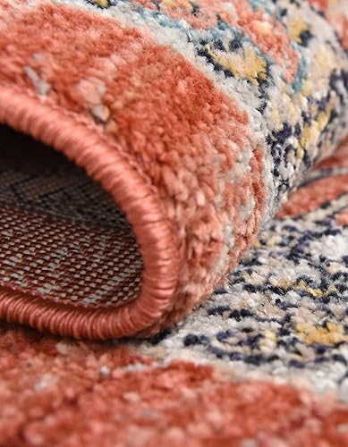 Miniatura 6 de Unique Loom Lola Collection - Alfombra de área Vivacious (5 pies 3 pulgadas x 8 pies, rectangular, color rojo ladrilloazul)