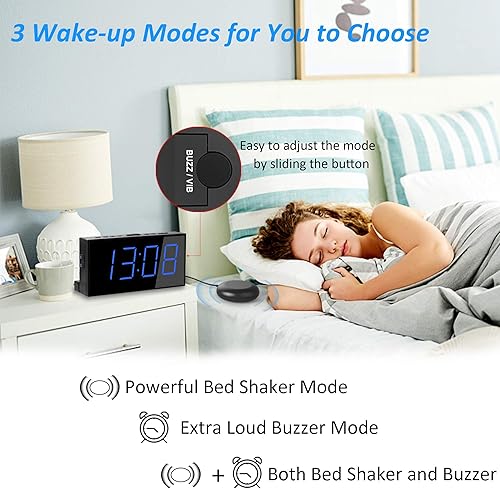 Miniatura 3 de Reloj despertador súper fuerte con agitador de cama, reloj despertador vibrante para personas que duermen con personas con discapacidad auditiva,