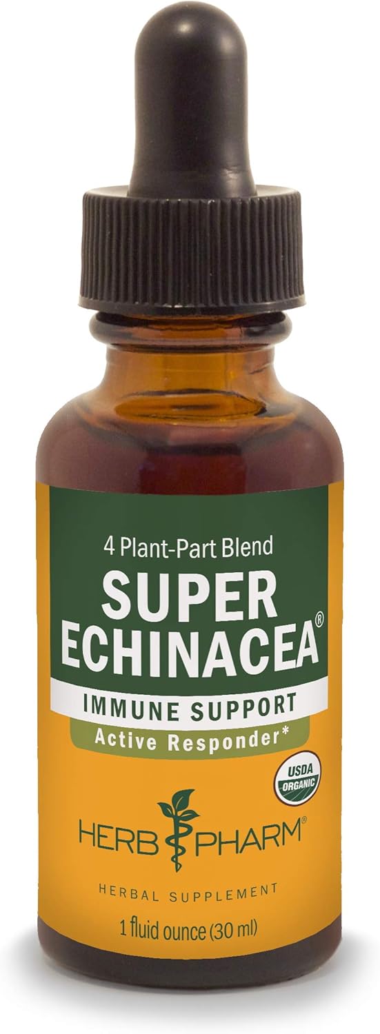 Herb Pharm Certified Organic Super Echinacea Liquid Extract for Active Immune System Support - 1 Ounce (DSUPER01) : Health & Household