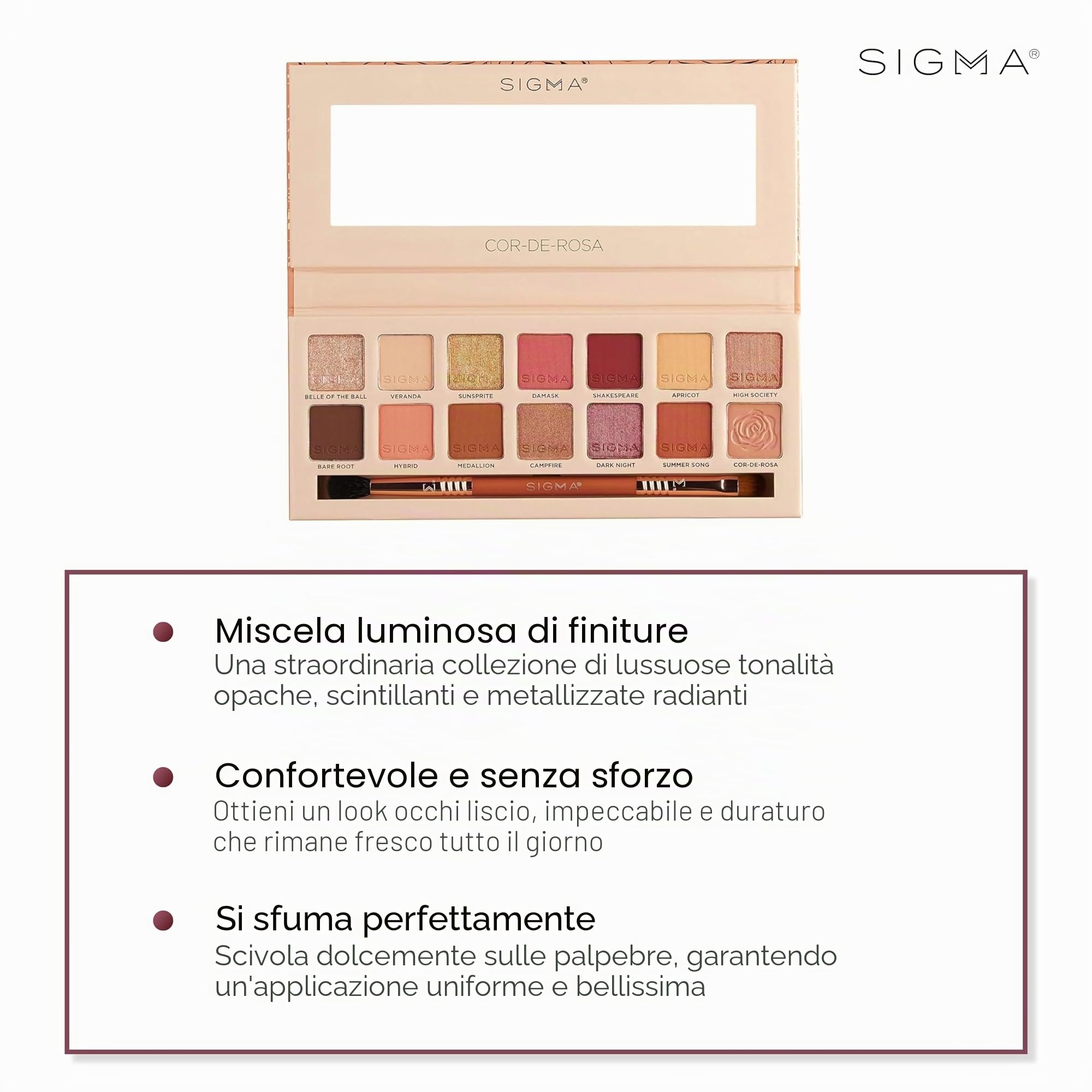 Sigma Beauty Palette di ombretti Cor-De-Rosa, EP021