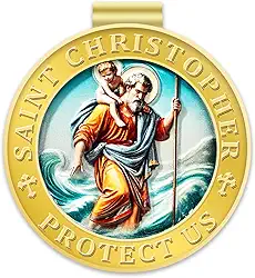 Medalha de São Cristóvão para Carro, Clipe de Visor de São Cristóvão, Impressão UV 3D Colorida Bless Presente de Segurança para Dirigir para Famílias, Amigos, Motoristas Novos (Ouro Antigo)