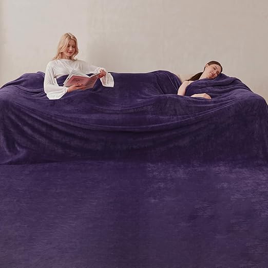 COOVA Oversized King Fleece Blanket 120x138 inches, Soft Cozy Warm Giant Extra Large 10'x11.5' Blanket for Bed, Sofa, Couch,Travel, Camping, California Huge Flannel Big Throw Blanket, Pueple