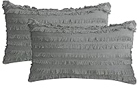 Vista 21 de GYROHOME Paquete de 2 fundas de almohada de algodón y lino, fundas de cojín decorativas, diseño de borlas, fundas de cojín modernas con flecos