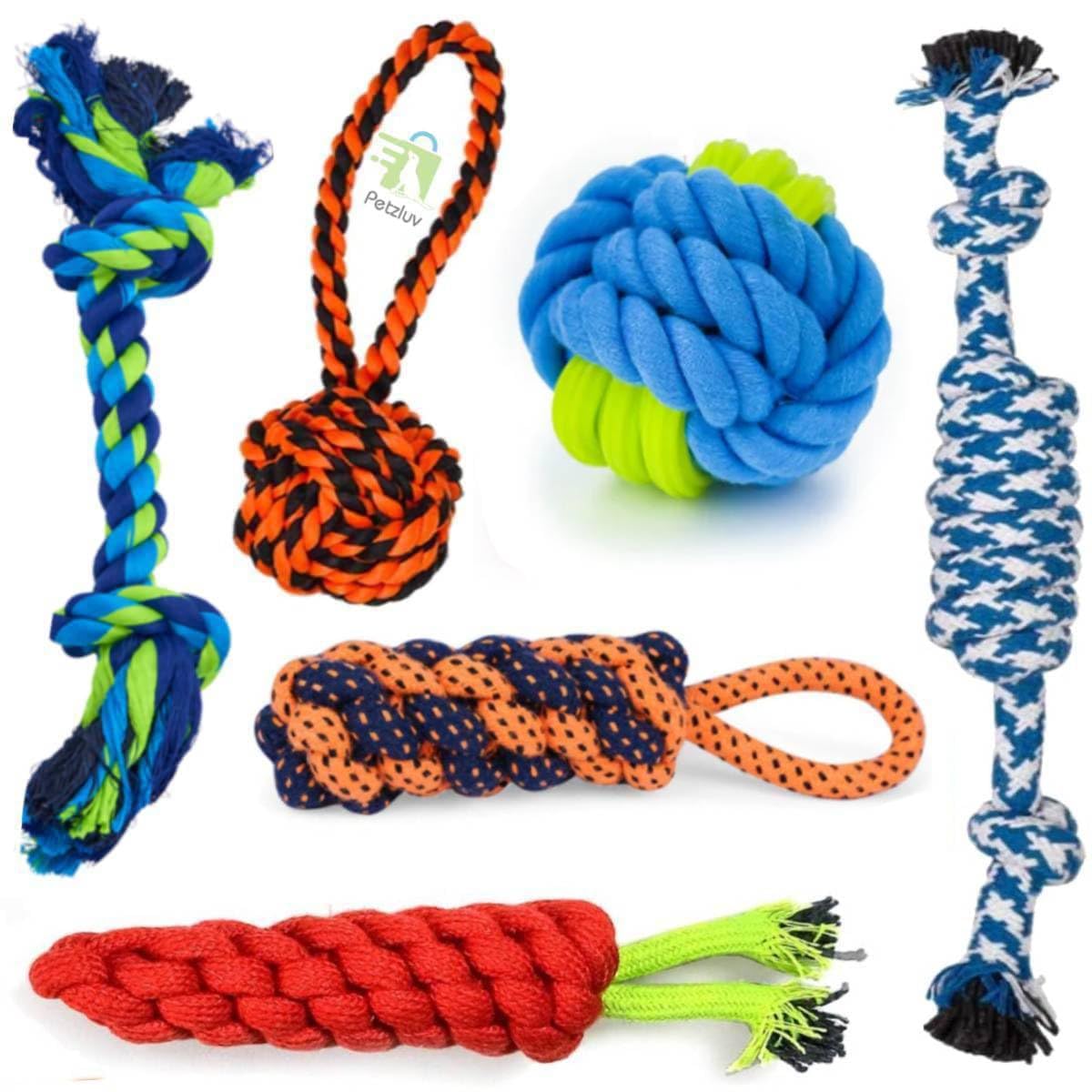 PETZLUV Dog Toys + Dog Chew Toys + Puppy Teething Toys + Rope Dog Toy + Dog Toys for Small to Medium Dog Toys + Dog Toy Pack + Tug Toy + Dog Toy Set + Washable Cotton Rope for Dogs(Pack of 6) (B0D47KVLMD) Amazon Price History, Amazon Price Tracker