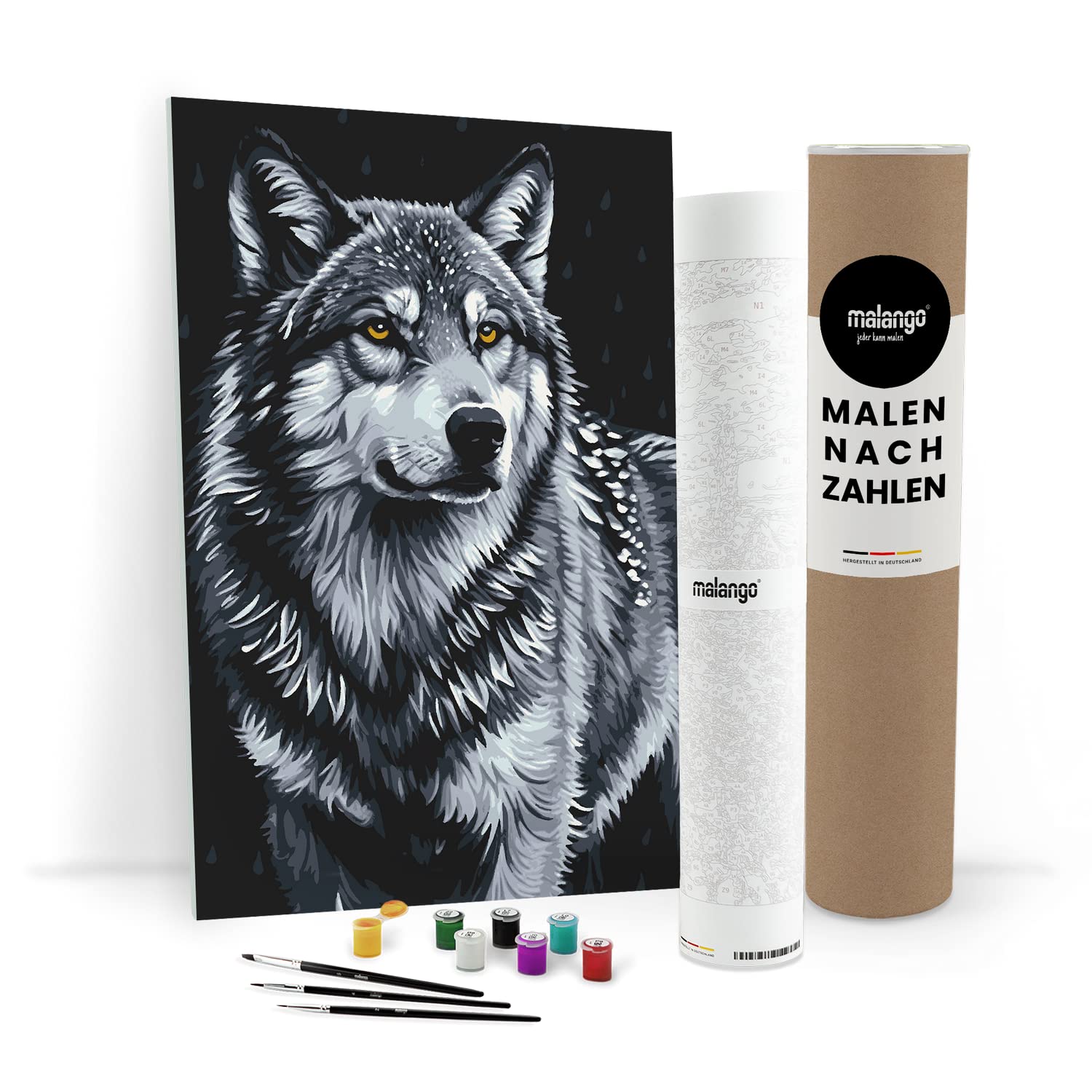 Malen nach Zahlen Erwachsene - Wolf Wolfram 90 x 60 cm groß XL Premium-Malset ohne Rahmen, Hergestellt in unserer Produktion in Deutschland, Kreative