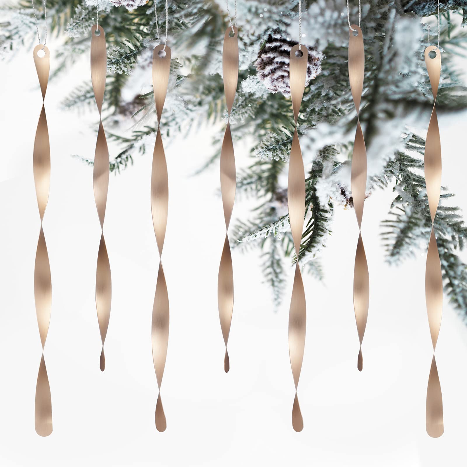 View 1 of **COLOR BLACK*** Luxtea 24 PCS Christmas Hanging Ornaments Twisted Aluminum Icicles for Wedding,Halloween Holiday Tree Decorations (Matte 9.8'', Black)
