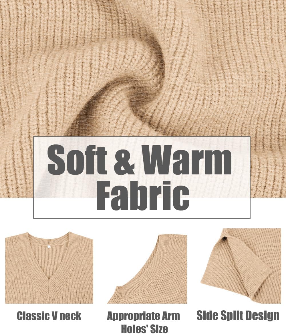 CARCOS Plus Size Sweater Vest for Women Preppy Style V Neck Sleeveless Sweaters Knit Pullover Tank Tops XL-5XL - Image 6