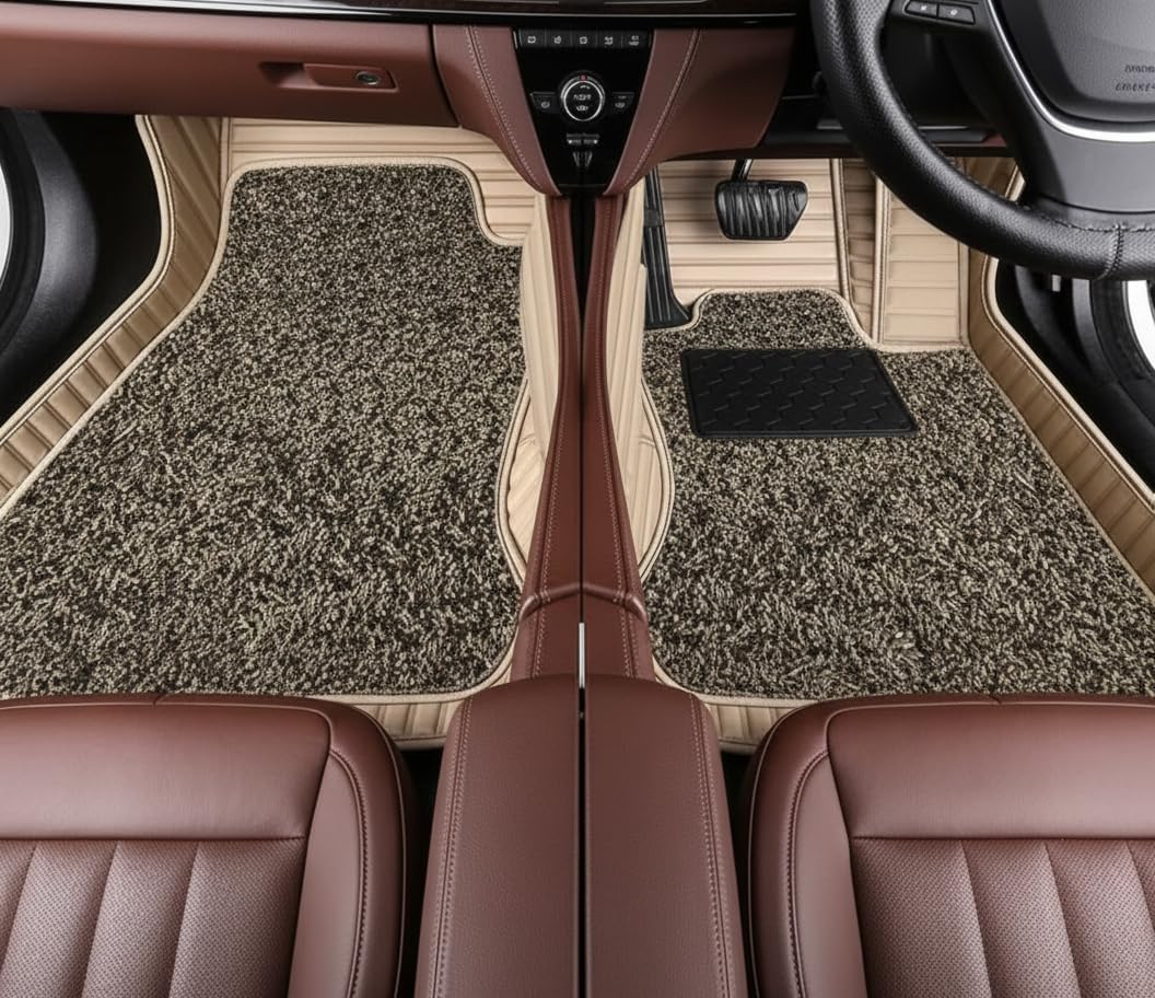 10D Car Floor Mat for Toyota Land Cruiser Model (2016-2021)| All-Weather Protection | Custom Fit Foot Mats | Waterproof, Dustproof & Antislip | Car Foot Mat | Beige