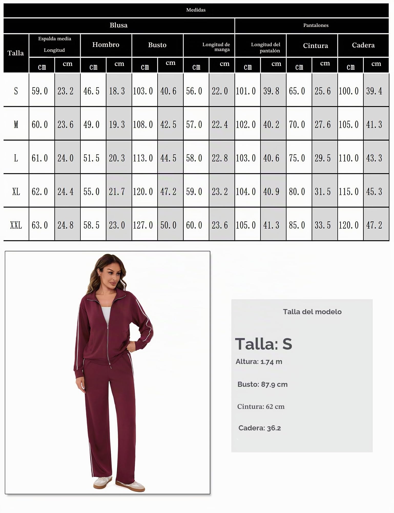 Terecey Conjunto Chándal Mujer 2 Piezas – Chandal Completo Mujer Sudadera con Manga Larga y Cremallera Pantalón Recto con Cordón Ropa Deporte para Diario y Ejercicio