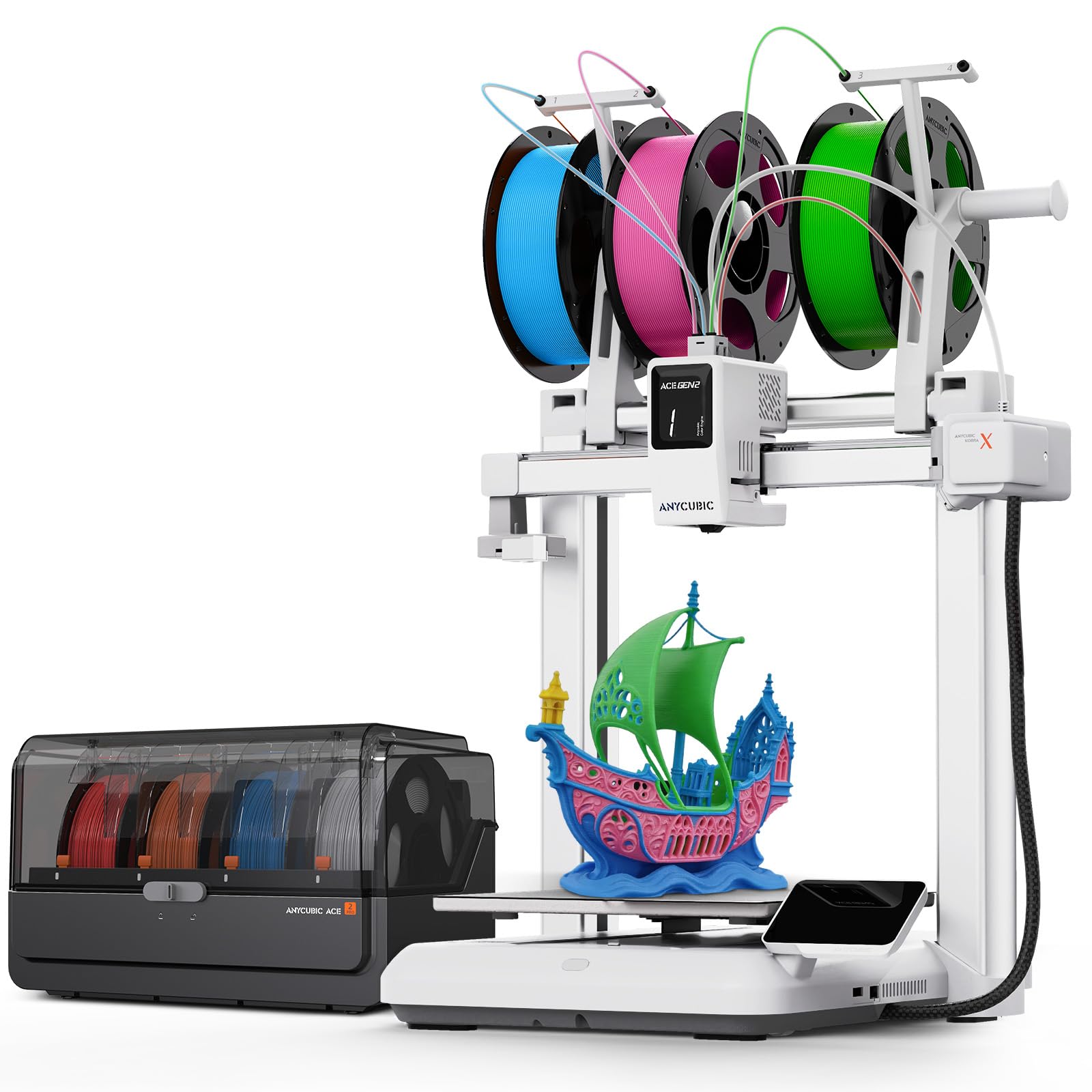 Anycubic Kobra X Combo 3D Printer with ACE 2 Pro, Native 7-Color
