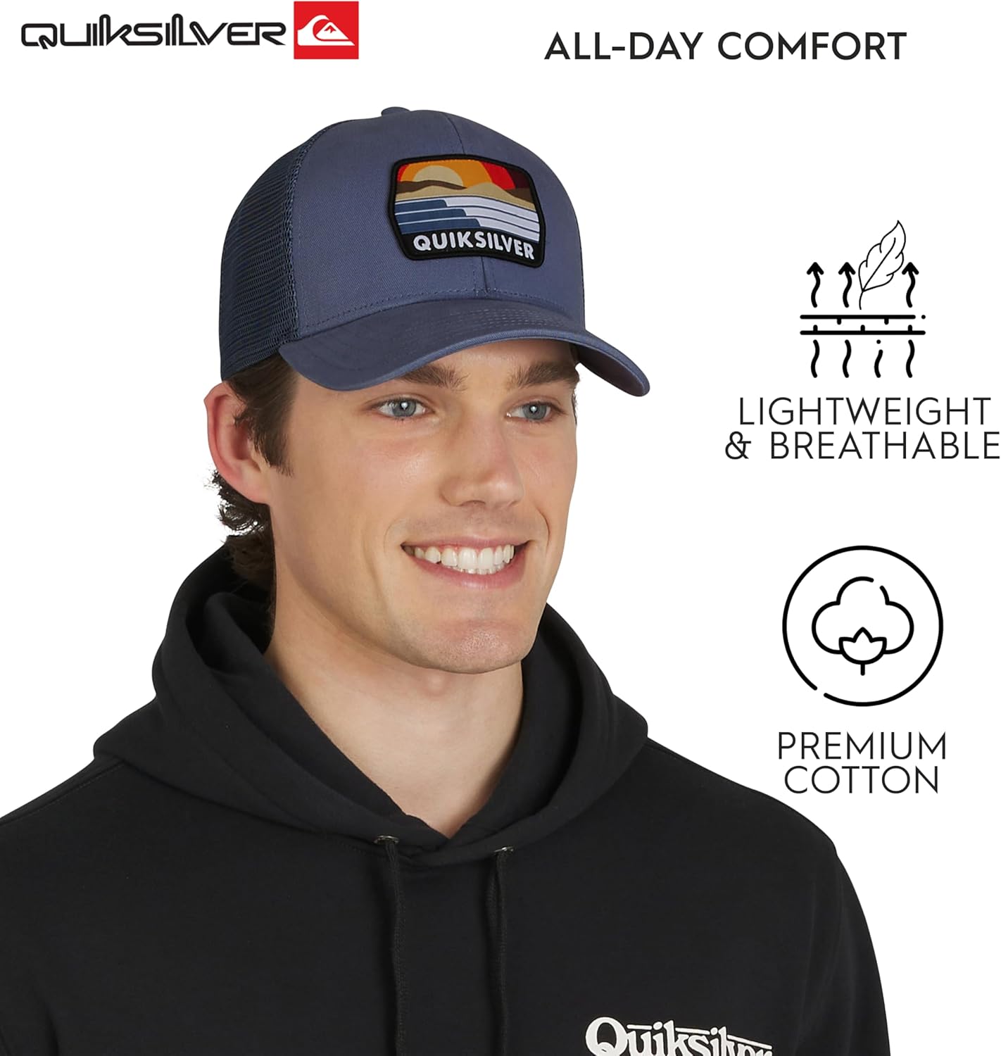 Quiksilver Men's Premium Cotton Adjustable Snap Back Logo Baseball Cap - Image 3