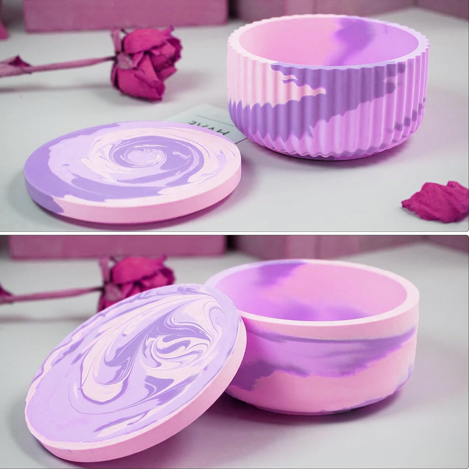 3 Stampi Silicone Per Candele Con Coperchio - Rotondi E Quadrati Per Candele Fai Da Te - Foto 14