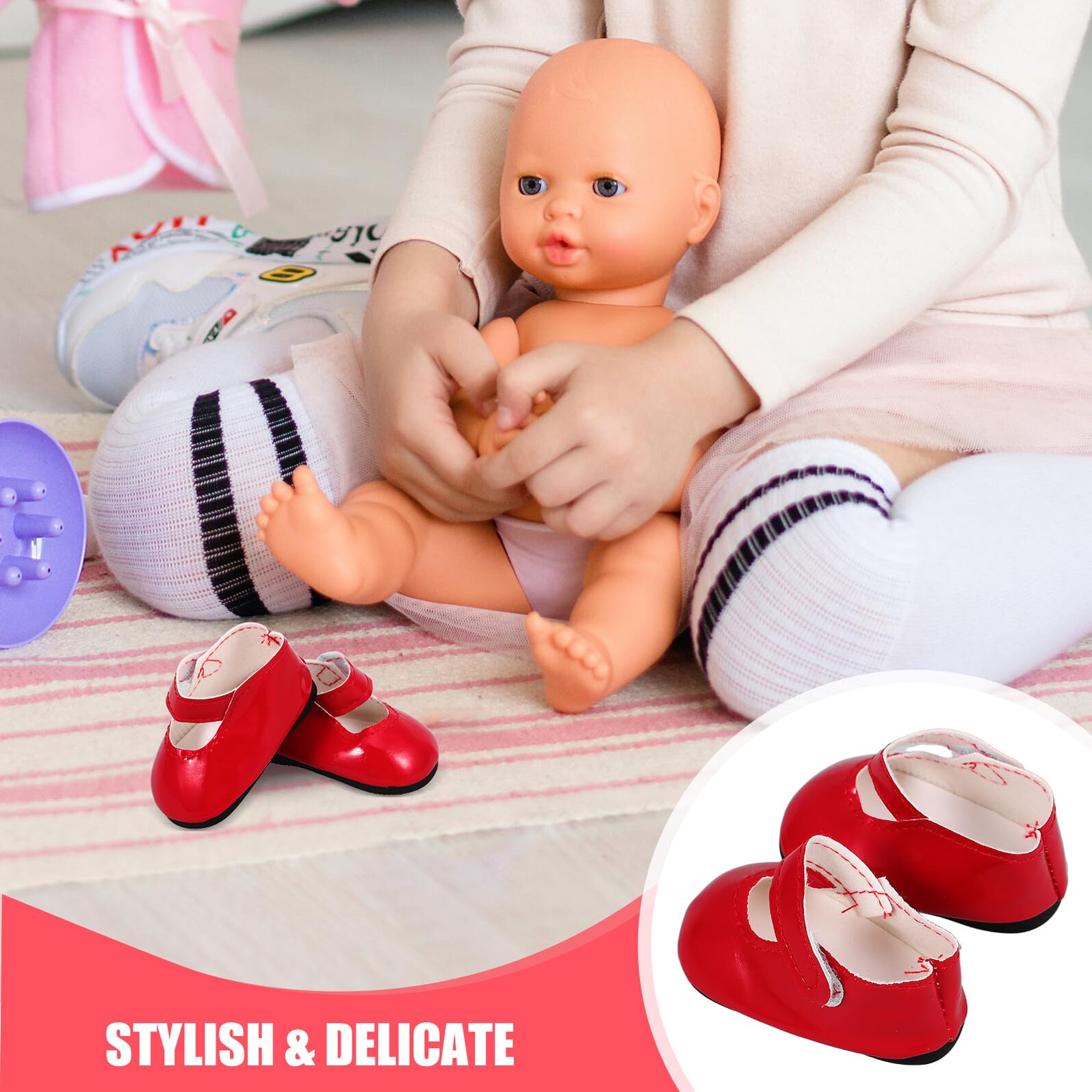 Scarpe per Bambole Rosse in Pu Design Miniatura che Migliorano L'aspetto della Bambola, per Occasioni Speciali e Compleanni