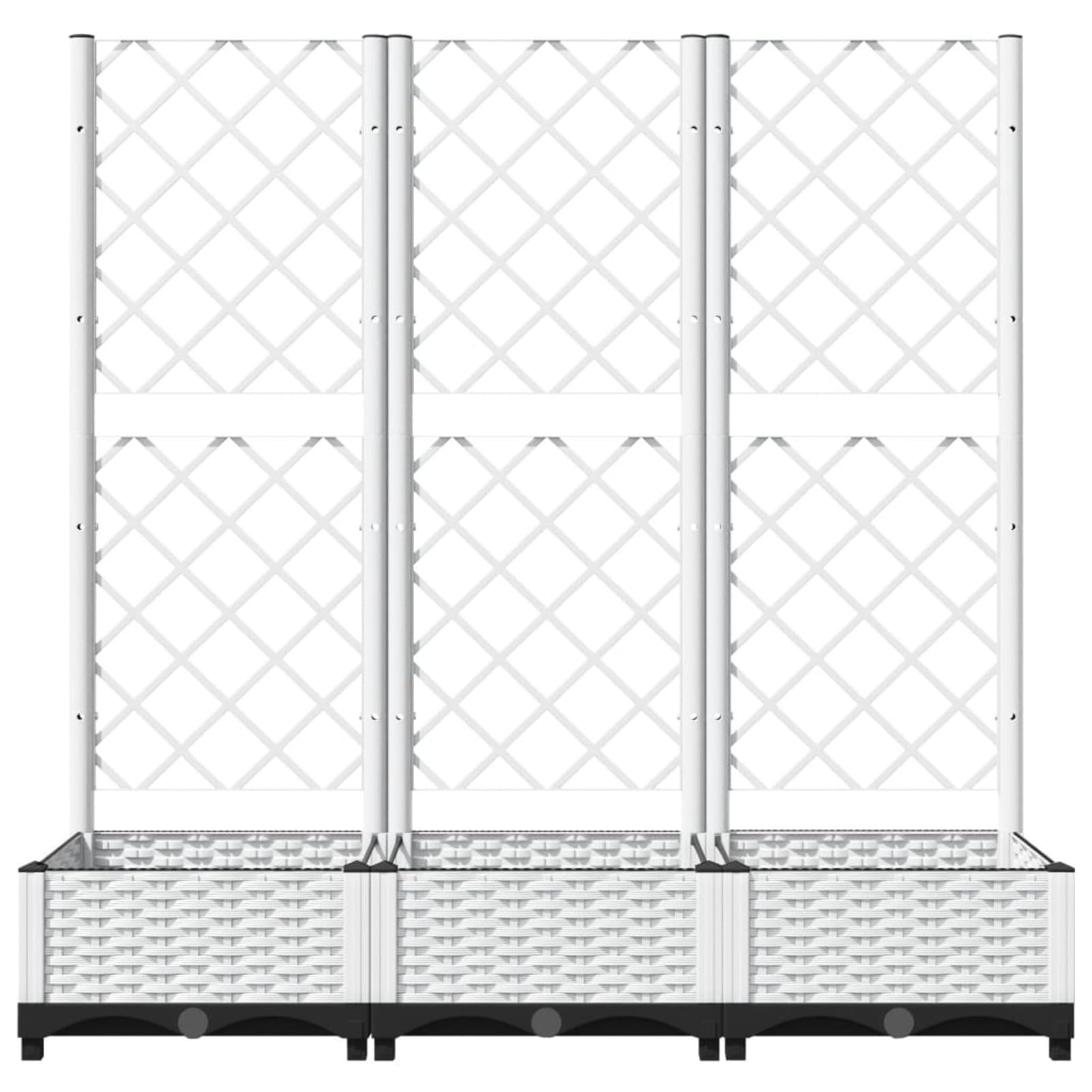 Jardinière avec Treillis Bac avec Treillis bac à Fleurs jardinière sur Pied Lit Surélevé Pot à Plantes Boîte à Fleurs Jardin PP -Blanc-120 x 40 x 121.5 cm