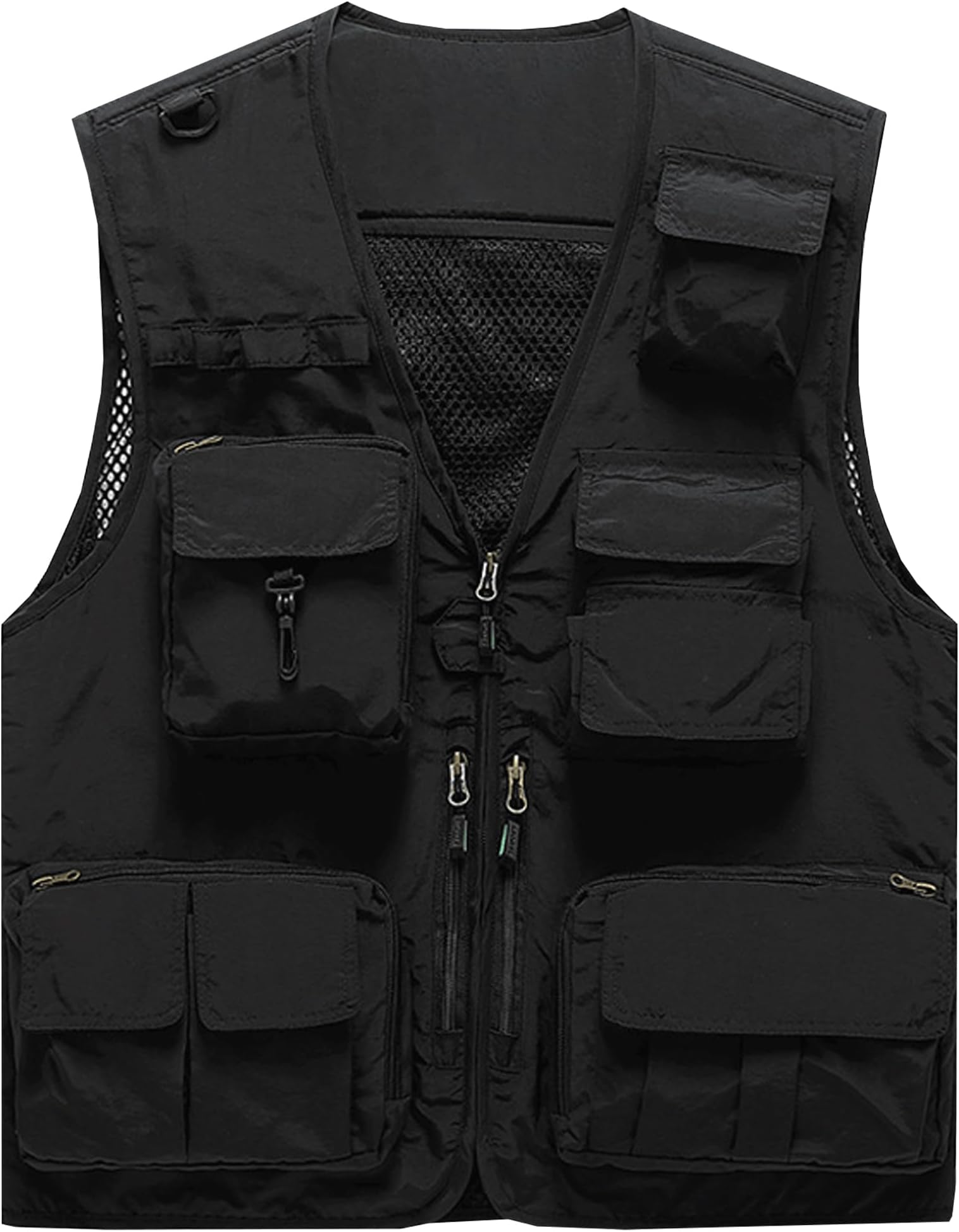 Flygo Men's Casual Lightweight Outdoor Fishing Work Safari Travel Photo Cargo Vest Jacket Multi Pockets