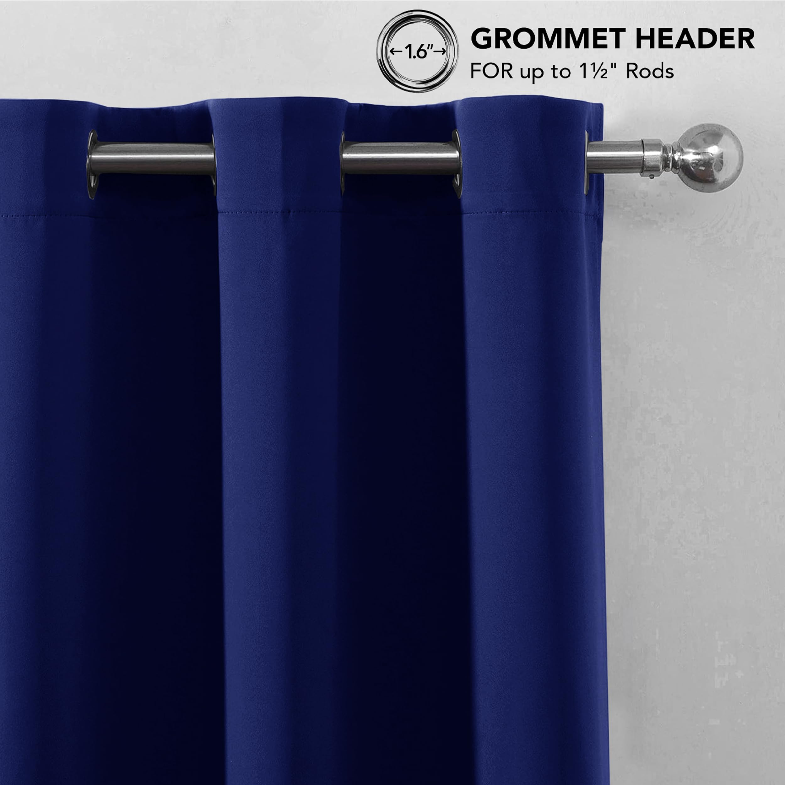 My home store Navy Blackout Curtains for Bedroom Super Soft Solid Thermal Insulated Eyelet Blackout Curtains for Living Room W 46" x L 54" (2 Panels) - Image 3