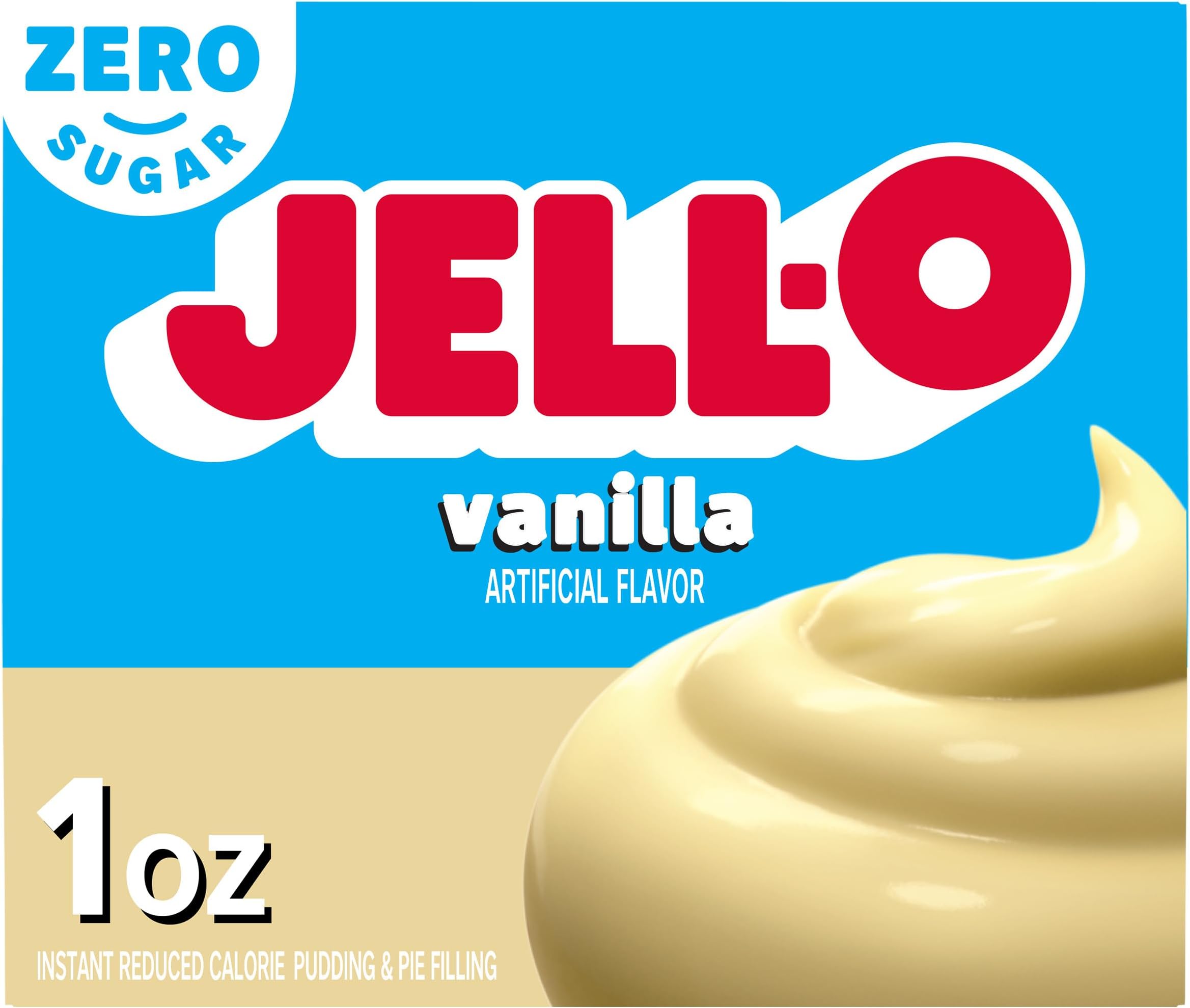 Jell-O Vanilla Zero Sugar Instant Reduced Calorie Pudding & Pie Filling Mix, 1 oz. Box