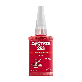 Loctite 263 High Strength Threadlocker 50 ml | Red Anaerobic Thread Locking Adhesive | Primerless | Vibration & Oil Resistant | Permanent Locking of Bolts, Nuts & Studs