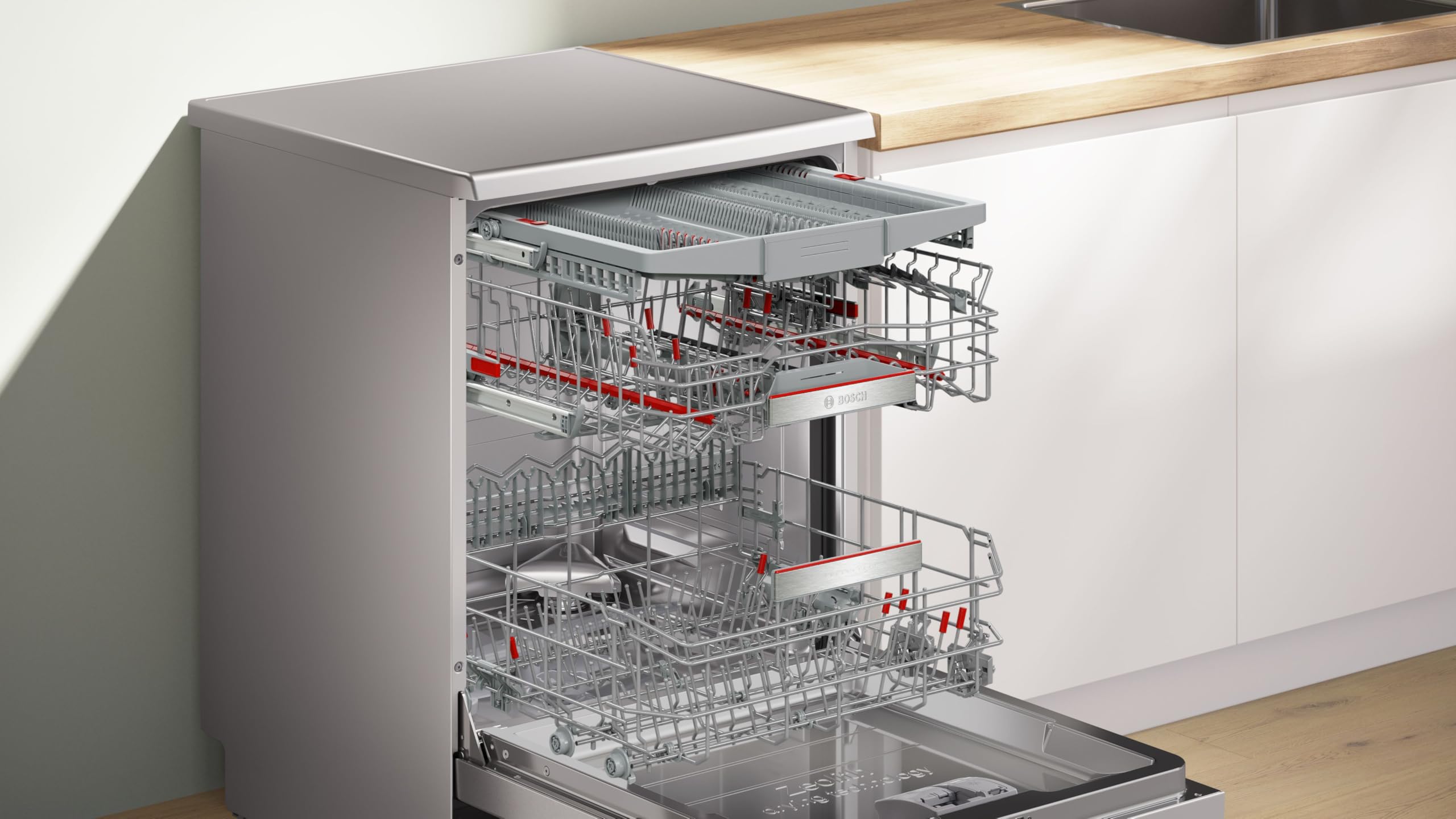 Bosch SMS8TCI04E Serie 8, Geschirrspüler Freistehend 60 cm, Made in Germany, Besteckschublade, PerfectDry - extra trockenes Geschirr, Smart Start, Starke Reinigung, Gebürsteter Stahl Anti-Fingerprint