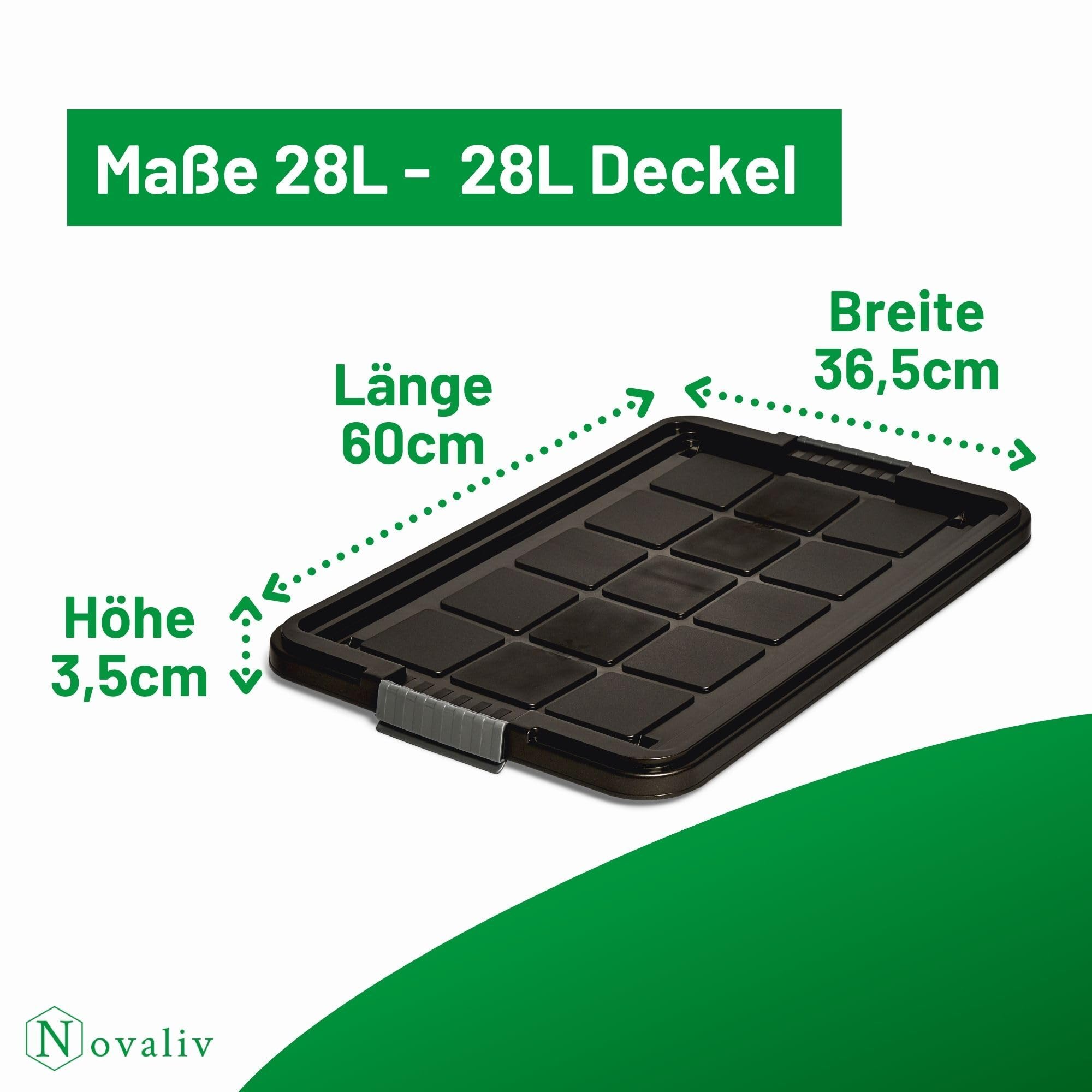 Novaliv 10x Ersatzdeckel 28-40 Liter mit Clipverschluss 61x40 cm Antrazit