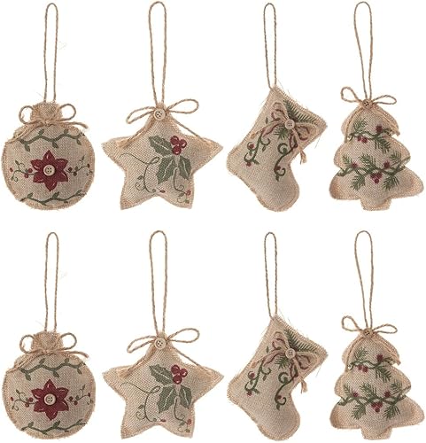 HUAN XUN Adornos para árbol de Navidad, 8 unidades, decoración de fiesta de Navidad Adornos - Beige 8pcs