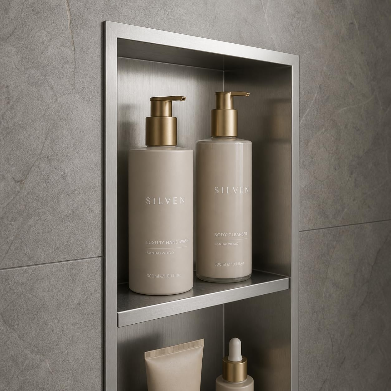 Hornacina Ducha Empotrable Vertical 33x63 cm Acero Inoxidable S.304 Nicho Baño Pared | Estante Ducha Integrado Anticorrosión Nicho de Ducha Empotrable | MEDIMEX Artic (Níquel Cepillado)
