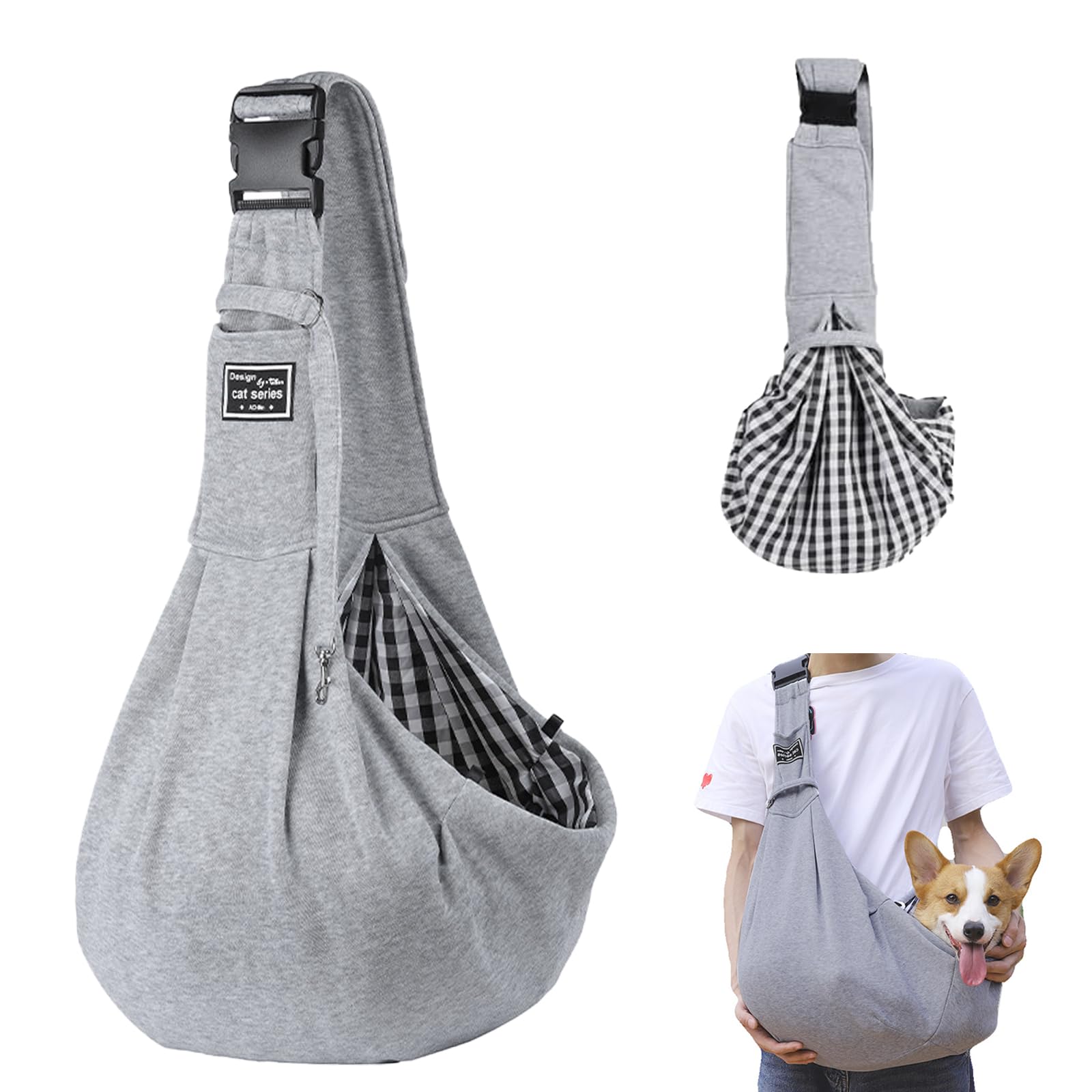 Borsa per cani fino a 10 kg, borsa per il trasporto portatile per cani, per passeggiate, attività all'aperto ed escursioni (grigio)
