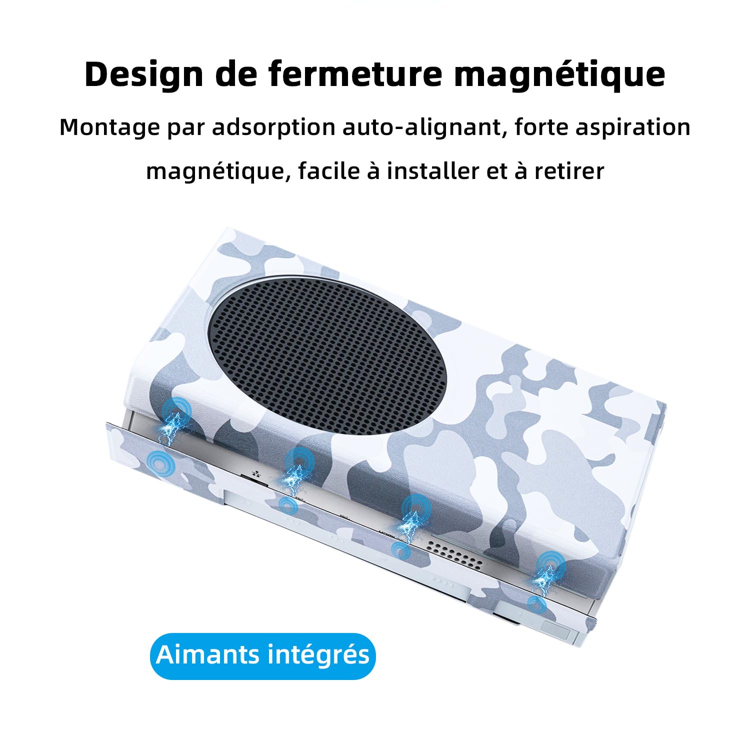 Mcbazel Magnétique Smart Wraps de Protection pour Console Xbox Series S, Accessoires en Cuir PU de Qualité Supérieure et Doublure Intérieure Douce - Camouflage Gris