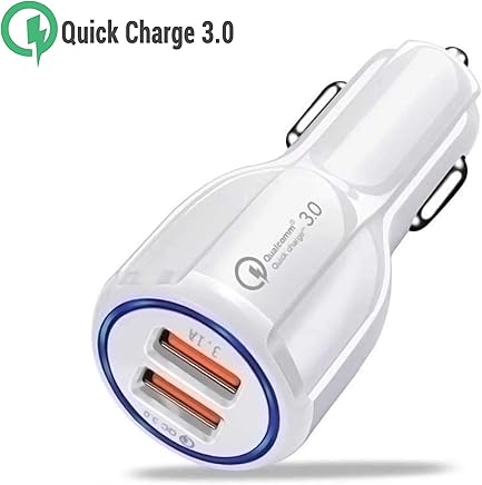 ULTRICS Cargador de Coche, Doble USB QC 3.0 Car Charger, 5V/24W Adaptador Autom?vil Carga R?pida Compatible con Apple iPhone X/XR/XS MAX, Samsung Galaxy S9/S8 Plus, OnePlus Smartphones y m?s - Blanco ULTRICS Cargador de Coche, Doble USB QC 3.0 Car Charger, 5V/24W Adaptador Autom?vil Carga R?pida Compatible con Apple iPhone X/XR/XS MAX, Samsung Galaxy S9/S8 Plus, OnePlus Smartphones y m?s - Blanco