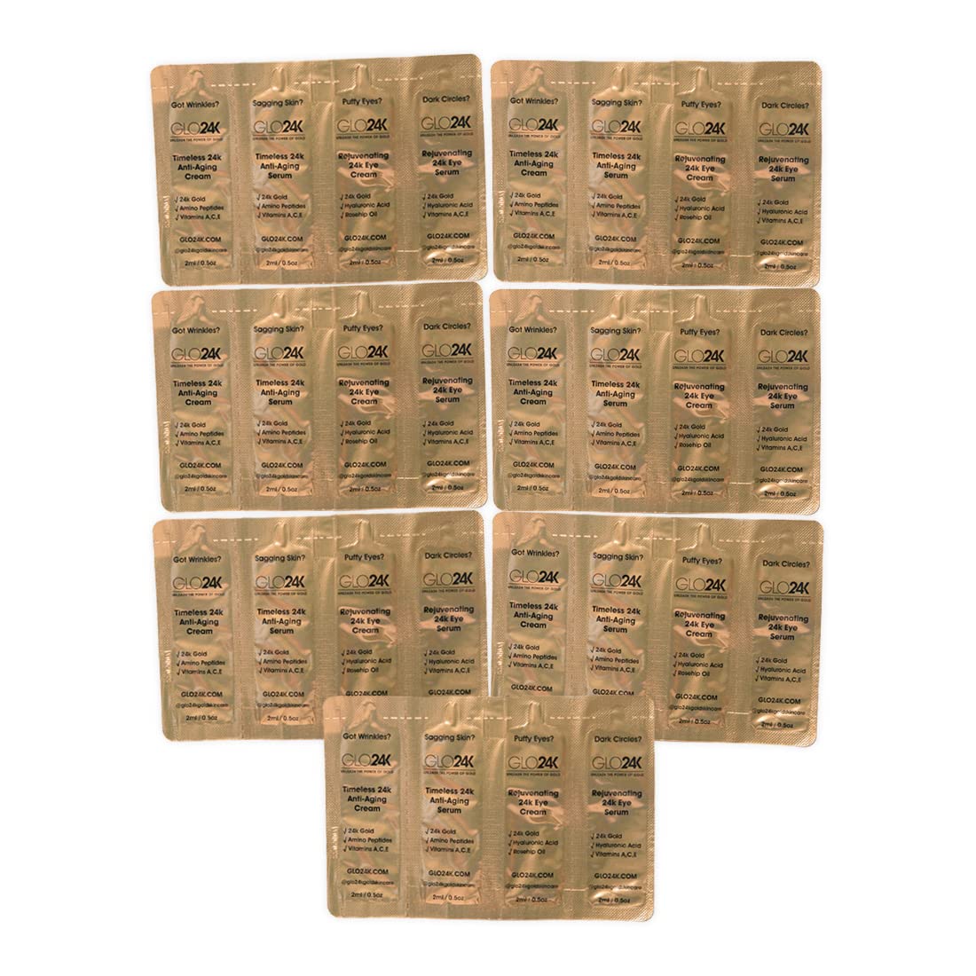 GLO24K On The Go Travel Kit - Set of 28 Various Skin Care Packets