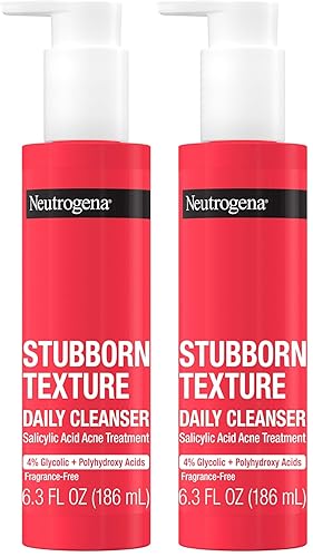 Miniatura 7 de Neutrogena Stubborn Texture Limpiador facial diario para acné, lavado facial de ácido salicílico + ácidos glicólicos y polihidroxi, sin fragancia,