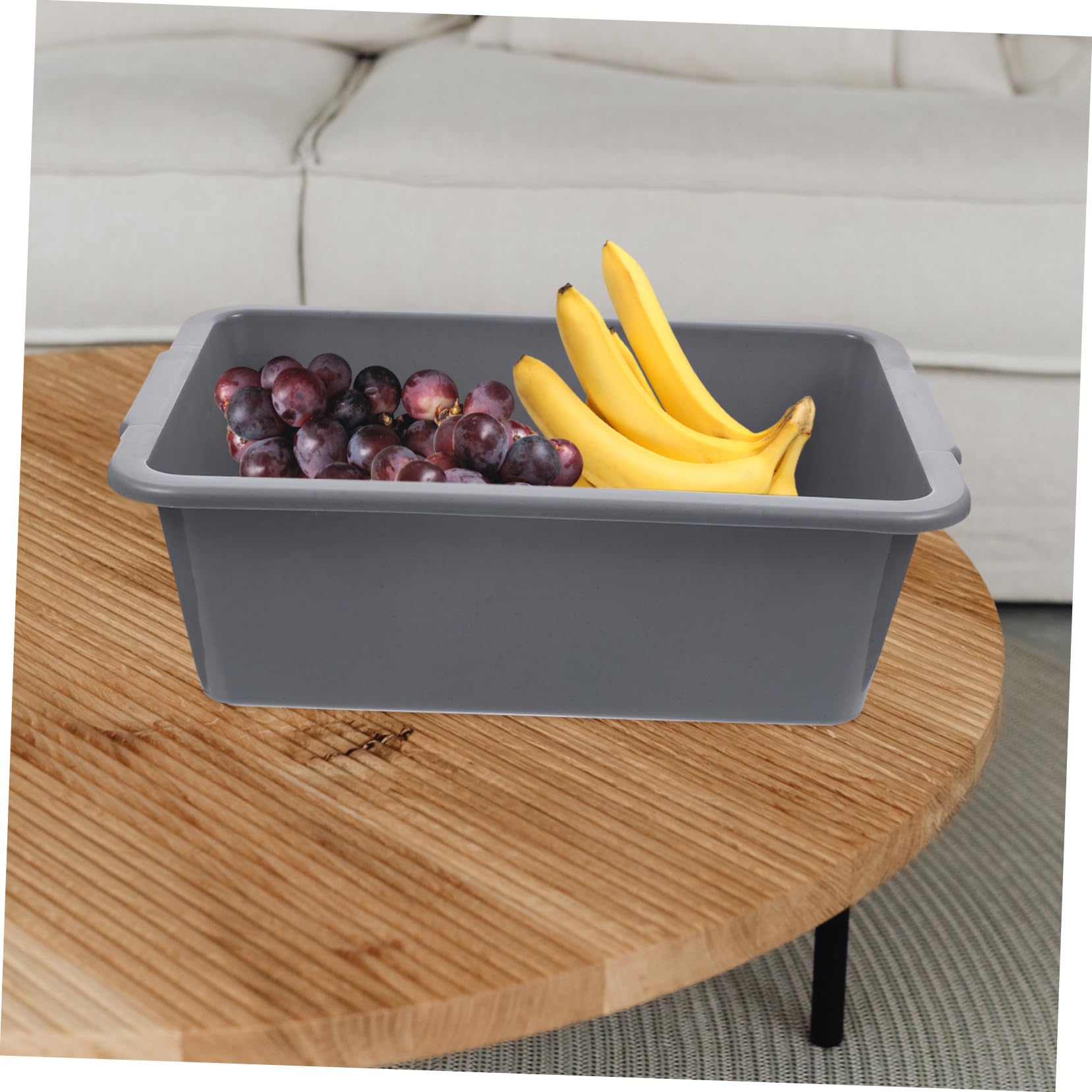 MUSISALY Wash Dish Basin Pans Tub Utility Tote Bin Bucket Basket Collapsable Bus Rectangular Commercial Grey Plastic