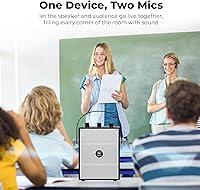 Vista 6 de Amplificador de voz de 50W con 2 micrófonos con auriculares, micrófono con altavoz, sistema de sonido portátil con micrófono, altavoz Bluetooth